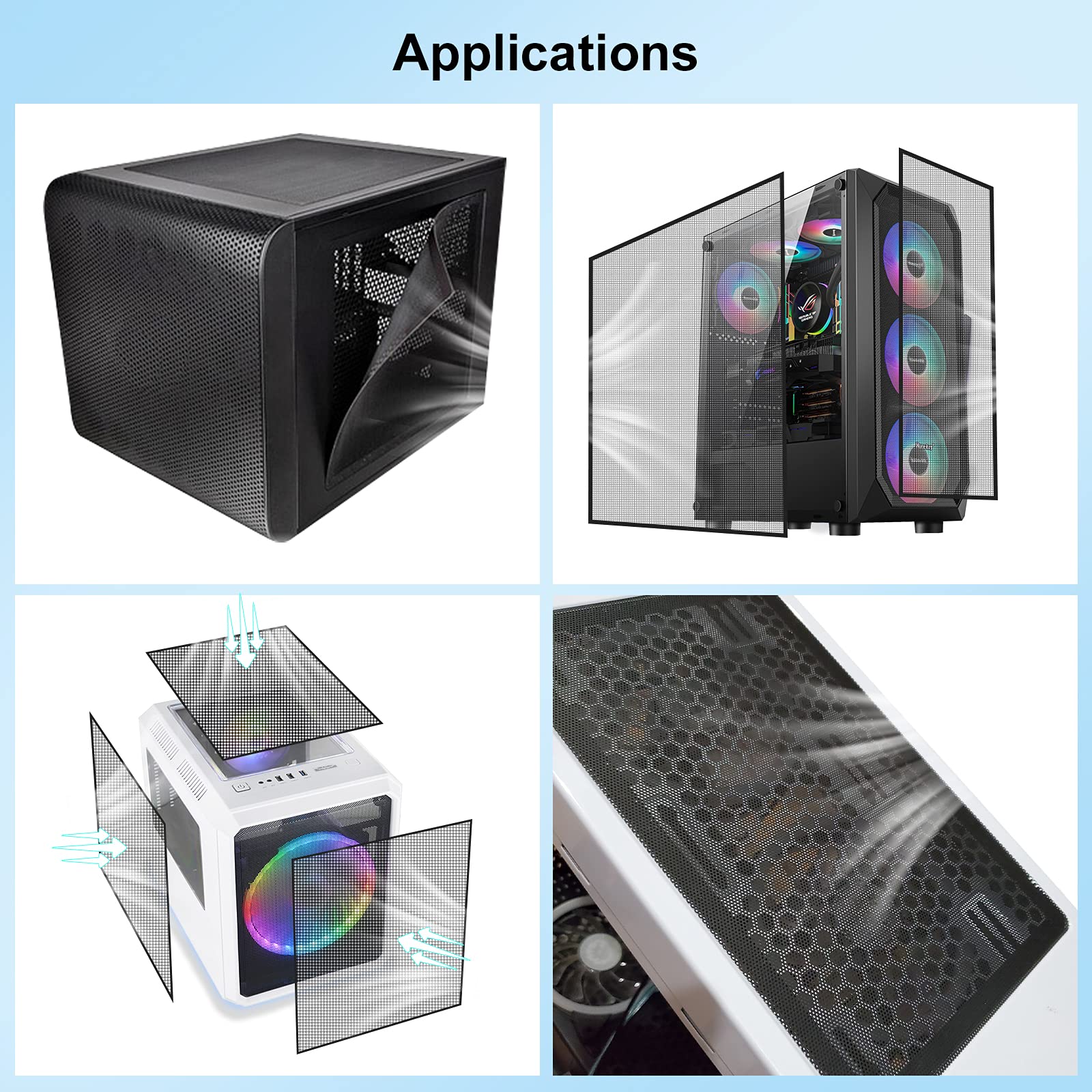 300x800mm (11.8x31.5inch) Magnetic PVC Dustproof Mesh Filter Cover for DIY PC Case, Computer Chassis & Speakers - Perfect for Dust Protection, Cooling & Noise Reduction in Gaming Rigs & Home Offices