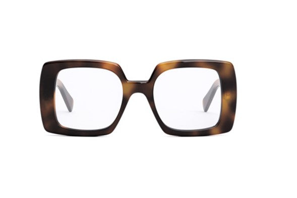 Celine TRIOMPHE CL50121I 053 Shiny Medium Havana Oversized Square Women's Eyeglasses - Stylish Designer Glasses for Women, UV Protection, Fashionable Square Frames for Everyday Wear, Office, and Special Occasions