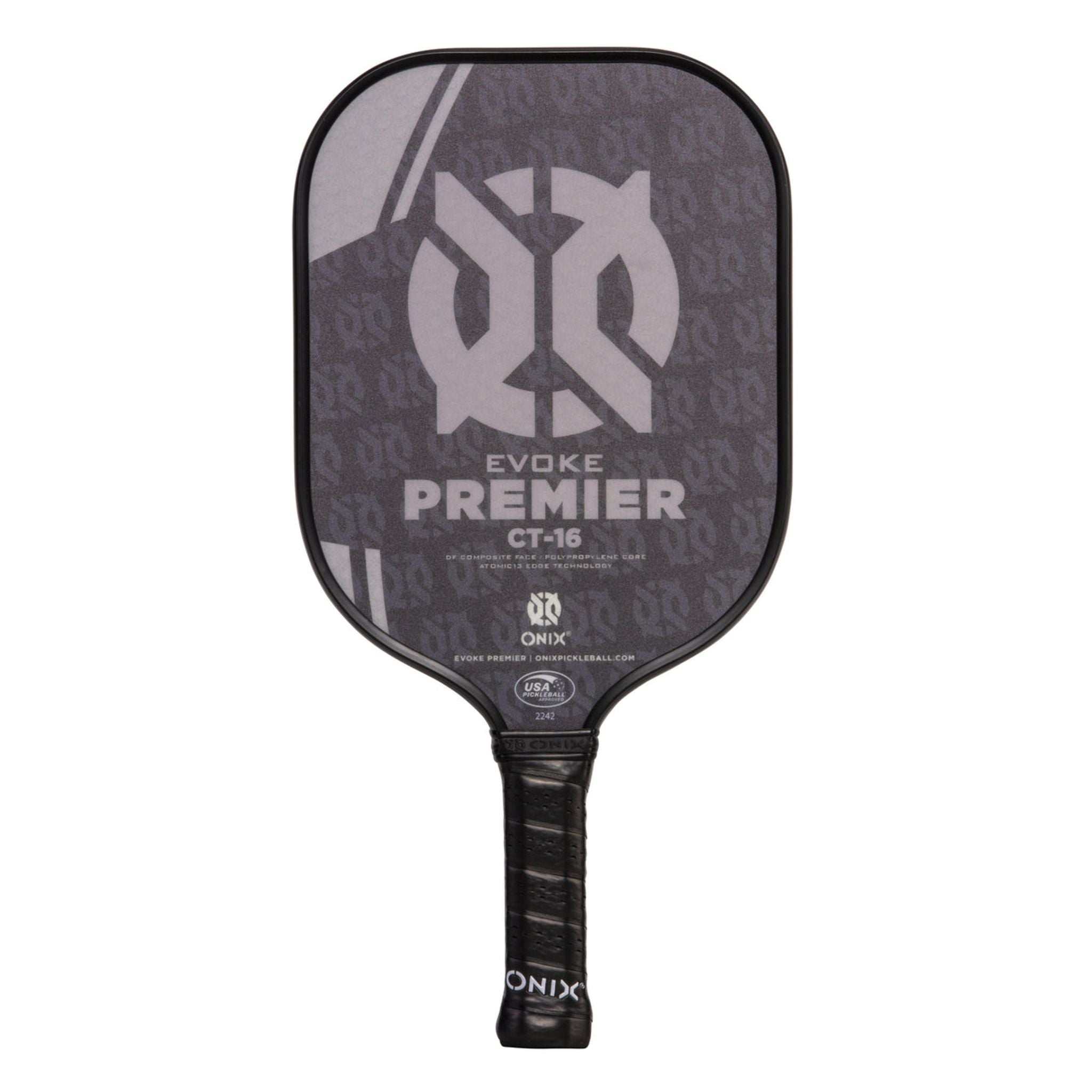 Onix Evoke Premier CT 16 Medium Weight Pickleball Paddle (7.8-8.2 Oz) - Premium Carbon Fiber Face with Cushion Core - Perfect for Competitive Play & Recreational Games [Black]