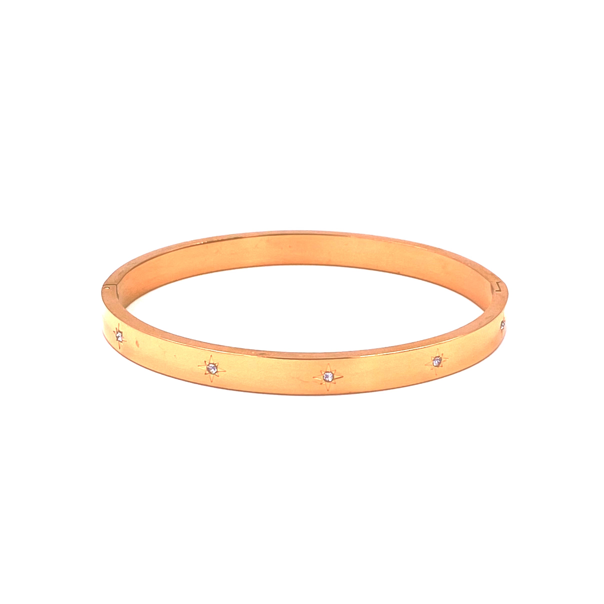 Ashley Gold Stainless Steel Mini Starburst Design Bangle Bracelet for Women - Elegant Stackable Jewelry for Everyday Wear, Parties & Gifts