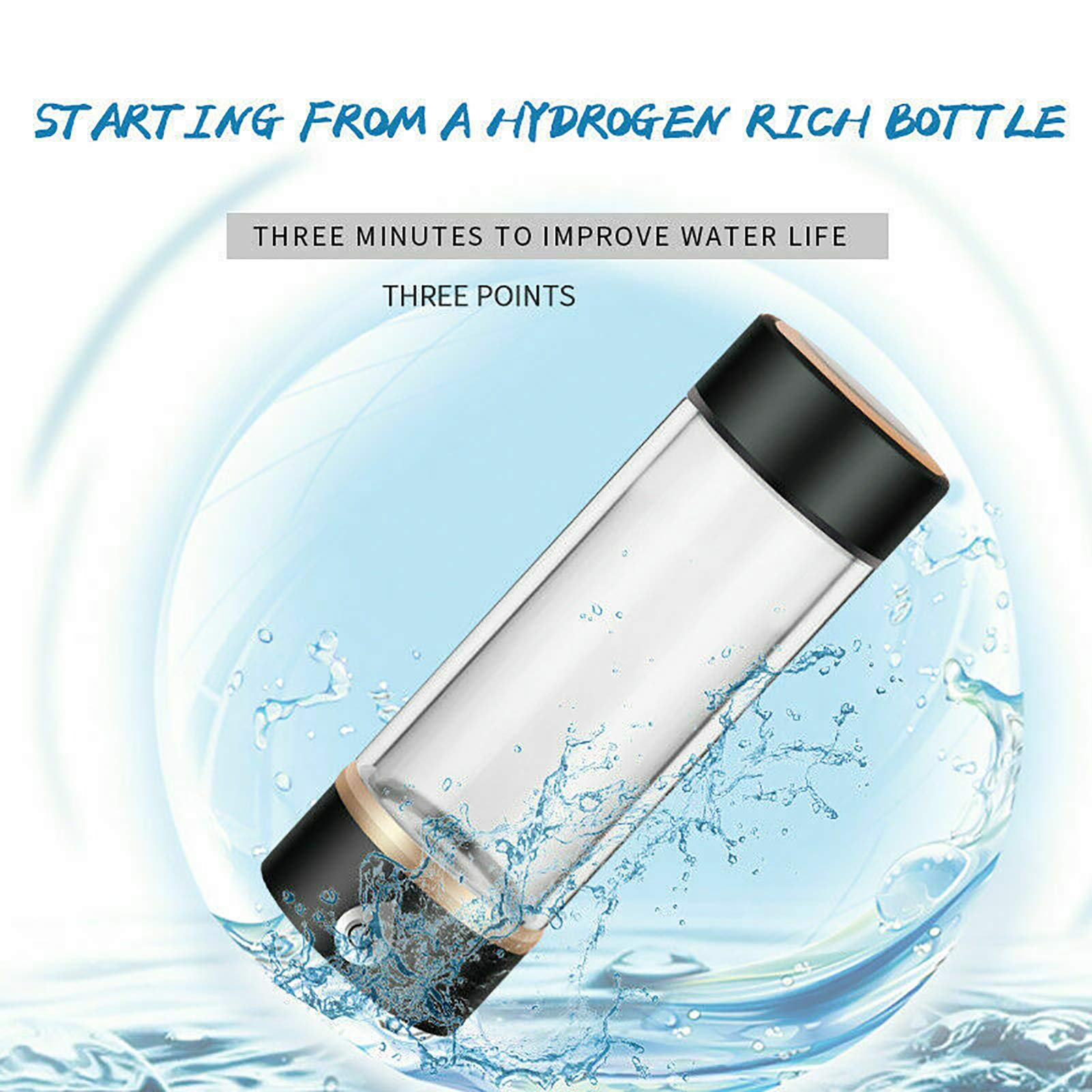 Gaone Portable Hydrogen Water Generator Bottle - 420ML USB Rechargeable Hydrogen-Rich Water Maker (1500PPB) for Hydration, Sports & Wellness | Travel, Gym & Daily Use