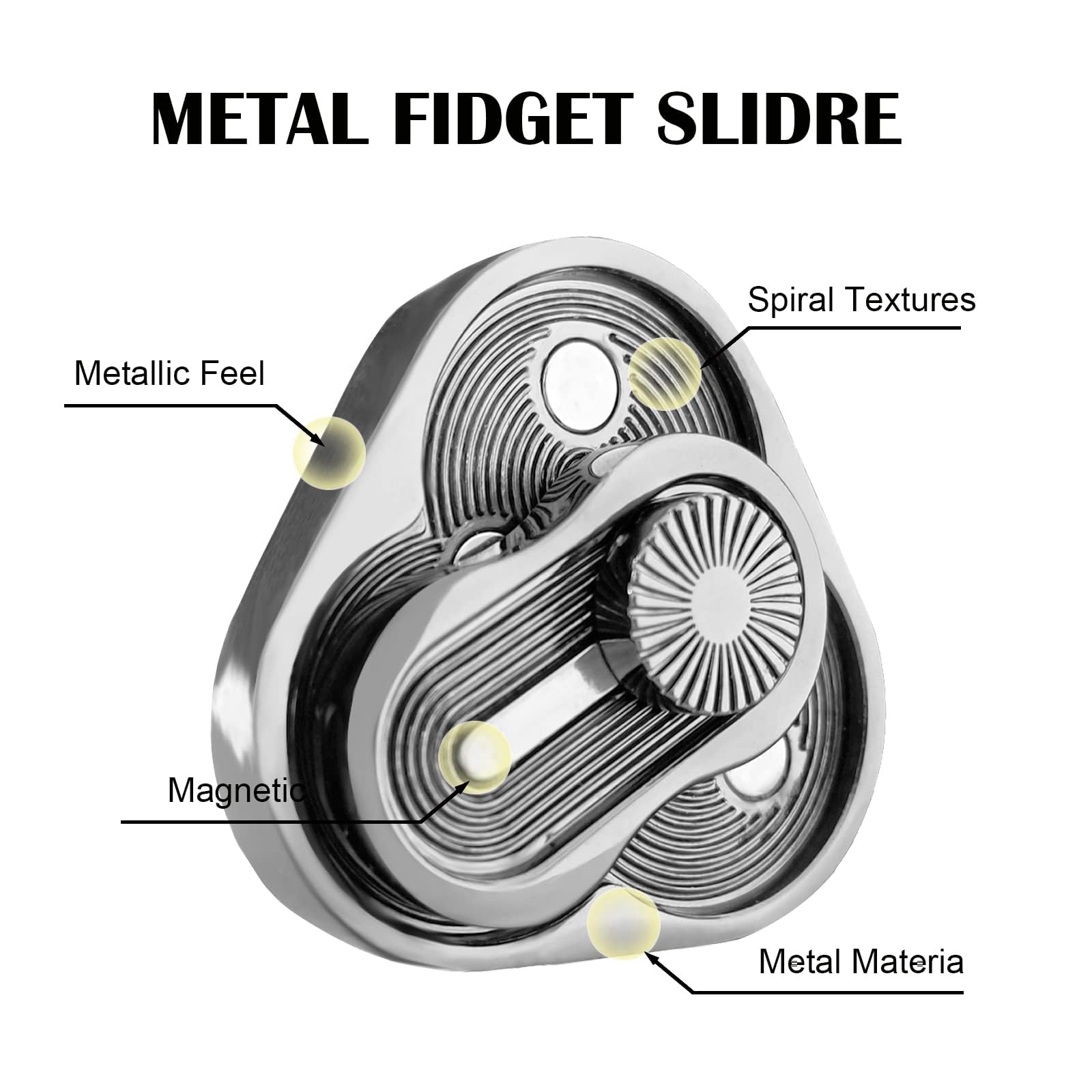 Premium Metal Fidget Slider - Triangle Rotation & Clover Shape EDC Stress Relief Toy for Adults with ADHD | Anxiety Reducing Office Desk Gadget | Perfect for Work, Study & Focus Enhancement (Silver)