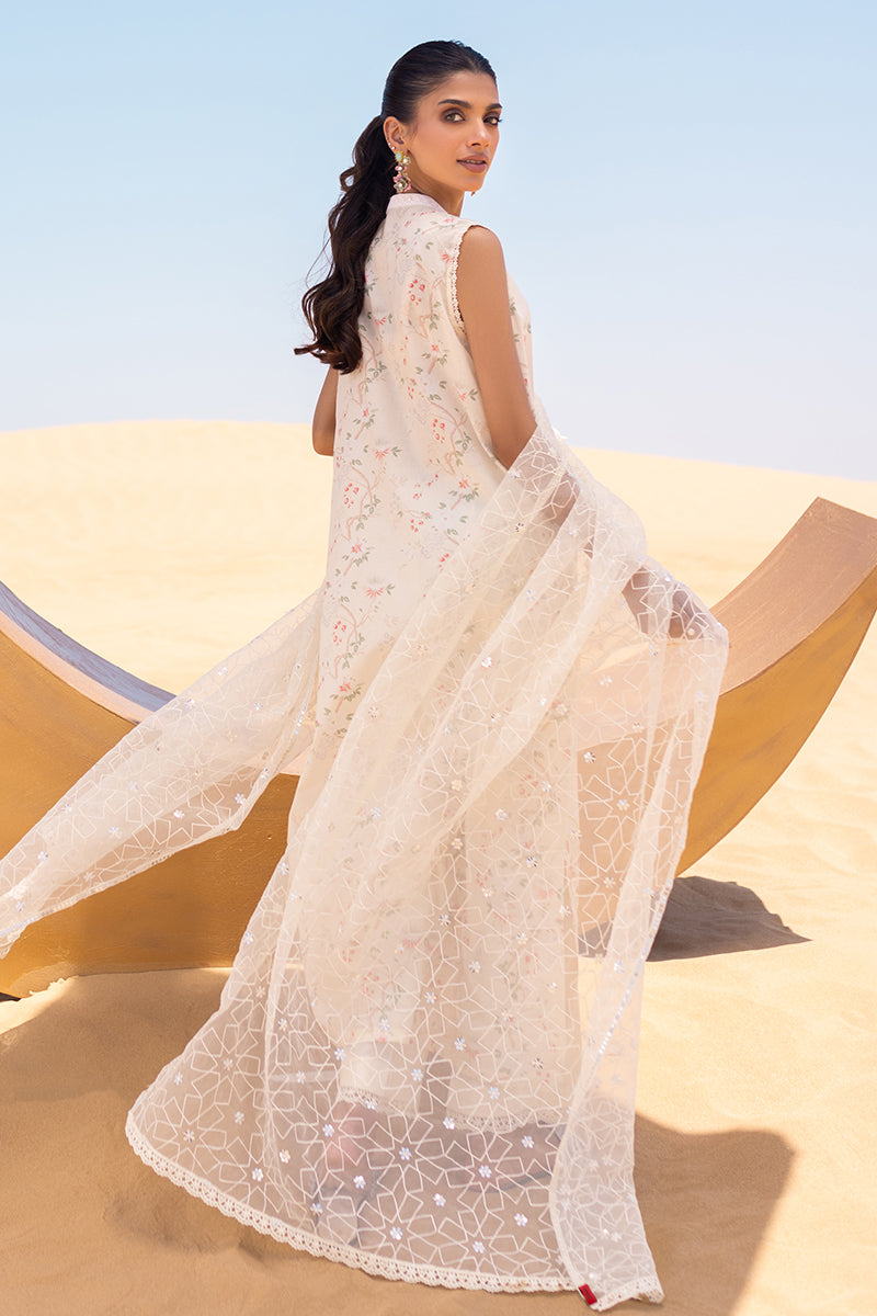 IVORY GLOW 3-Piece Printed Lawn Suit Set | Floral Embroidery Pakistani Formal Dress | Perfect for Weddings, Parties & Special Occasions