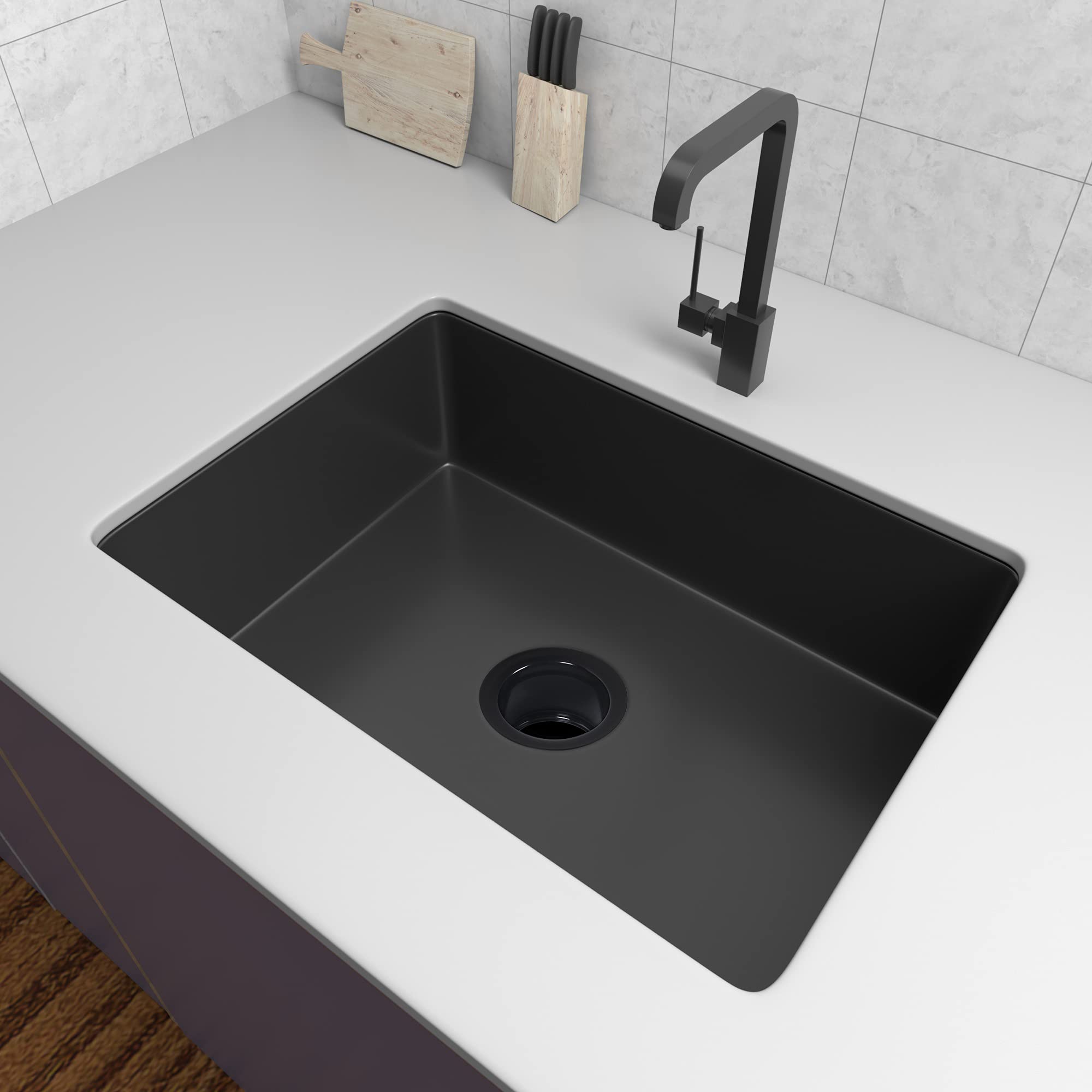 LQS Extended Sink Flange - 3.5 Inch Deep Garbage Disposal Sink Flange for Kitchen Sink, Black Heavy Duty Sink Drain Flange - Perfect for Standard Sink Drain Holes & Garbage Disposal Installations