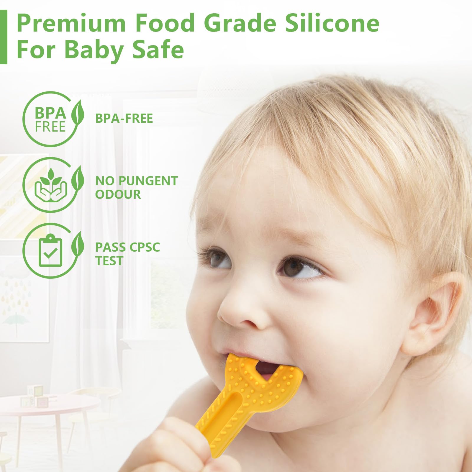Organic Silicone Baby Teethers - 4 Pack Freezer Safe Teething Toys for Infants & Toddlers | Soothing Gum Relief, Sensory Chew Toys for Newborns | Perfect for Home, Travel & Daycare Use