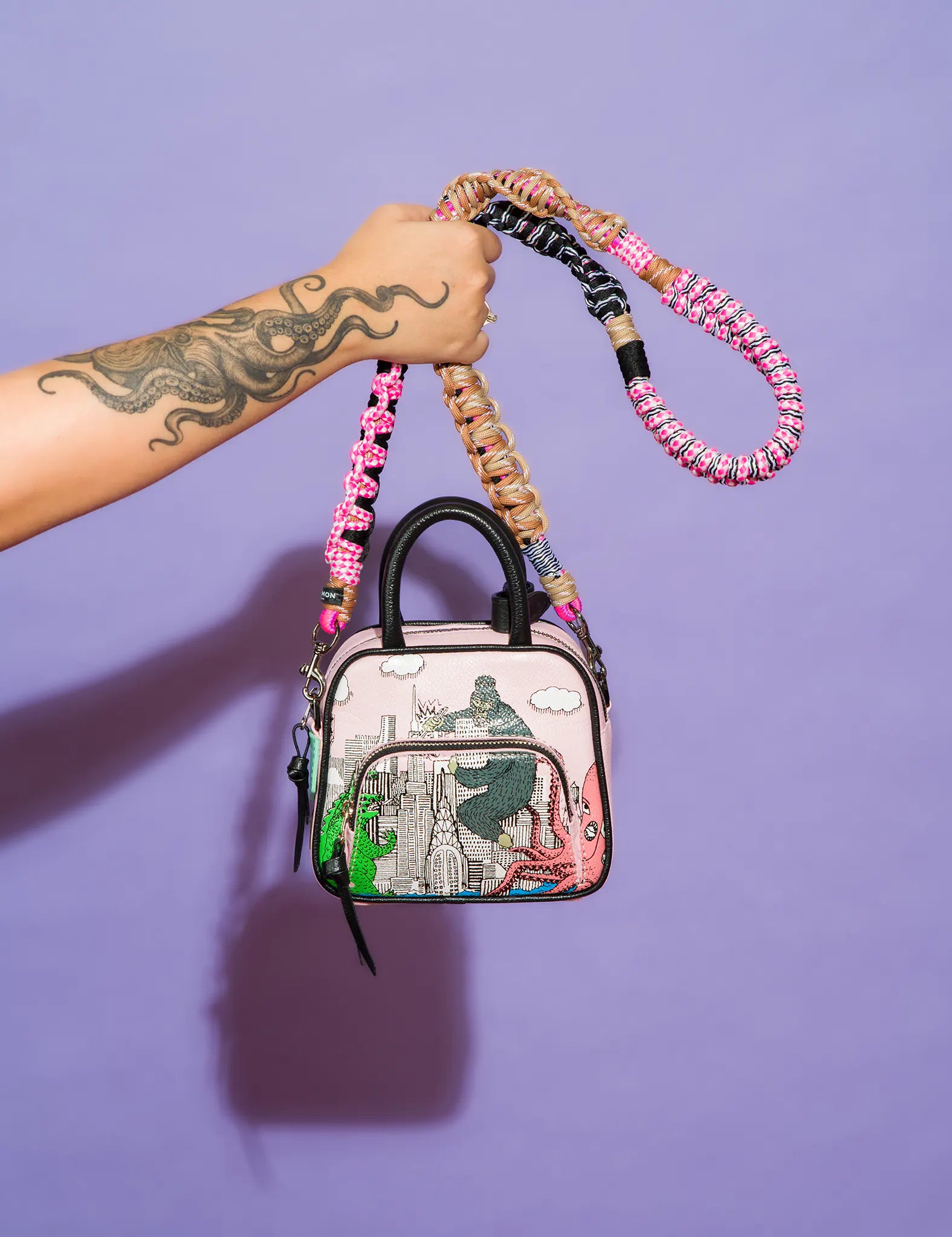 Marino Mini Crossbody Bag - Parfait Pink Genuine Leather with Hairy Harold Print | Stylish & Compact Purse for Women, Perfect for Parties, Dates & Everyday Use