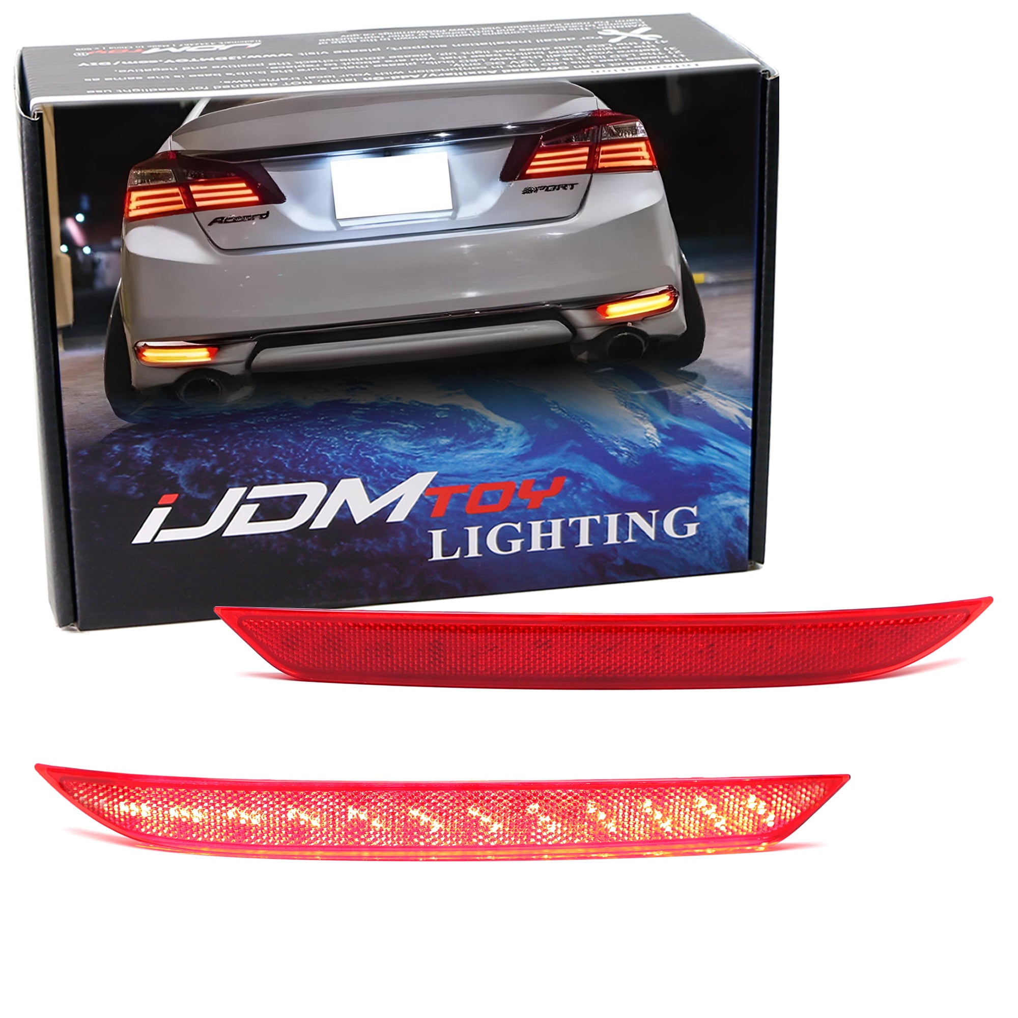 LED Tail Lights Brake Lights Sequential Turn Signals Bumper Reflectors for 2016-2017 Honda Accord 4 Door - Enhanced Safety & Style for Night Driving & Car Customization