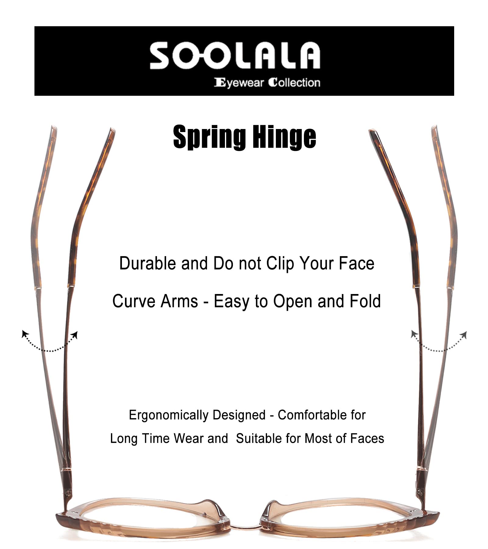 SOOLALA Women's Blue Light Blocking Glasses - TR90 Lightweight Spring Hinged Cat Eye Reading Glasses for Computer, Office & Screen Time (Blue) | Fashionable & Comfortable Eyewear for Work & Study