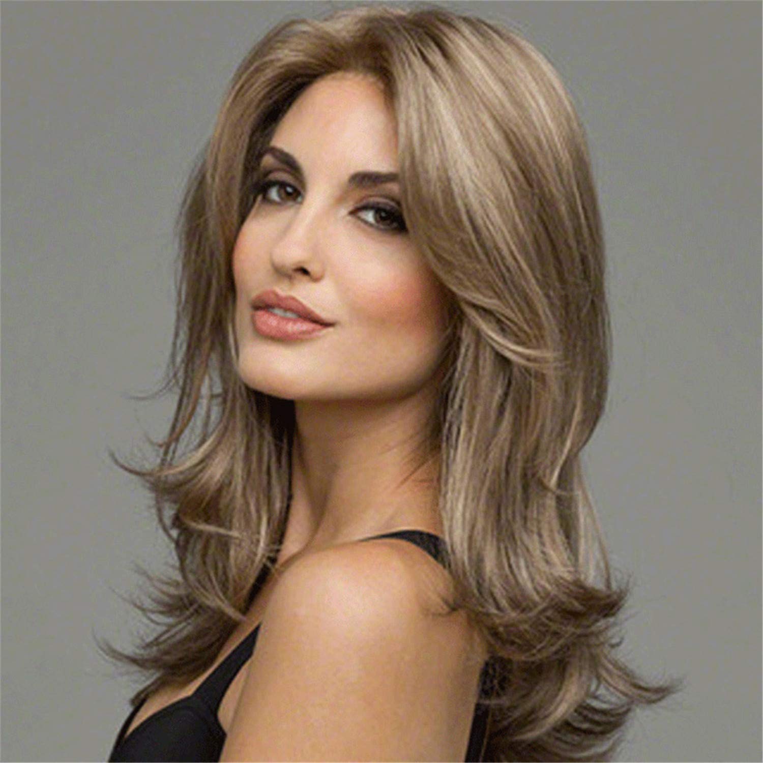 Andongnywell Women's Medium Long Curly Synthetic Wig - Heat Resistant Brown Wavy Hairpiece for Daily Wear & Party Cosplay | Perfect for Halloween, Costume Parties & Everyday Fashion
