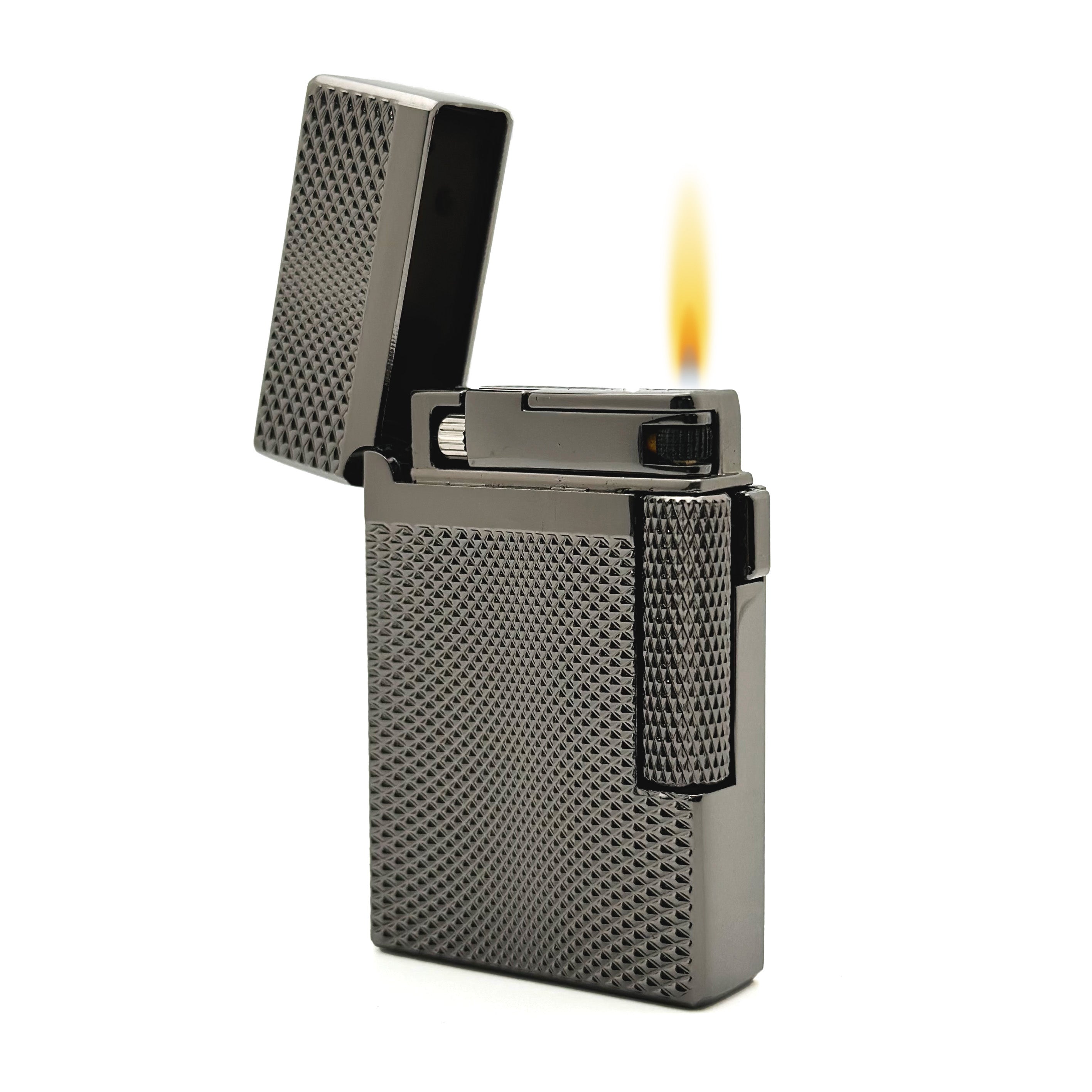 Visol Hubbard Barley Soft Flame & Torch Flame Flint Lighter - Gunmetal Finish | Windproof & Refillable | Perfect for Cigars, Candles & Outdoor Use