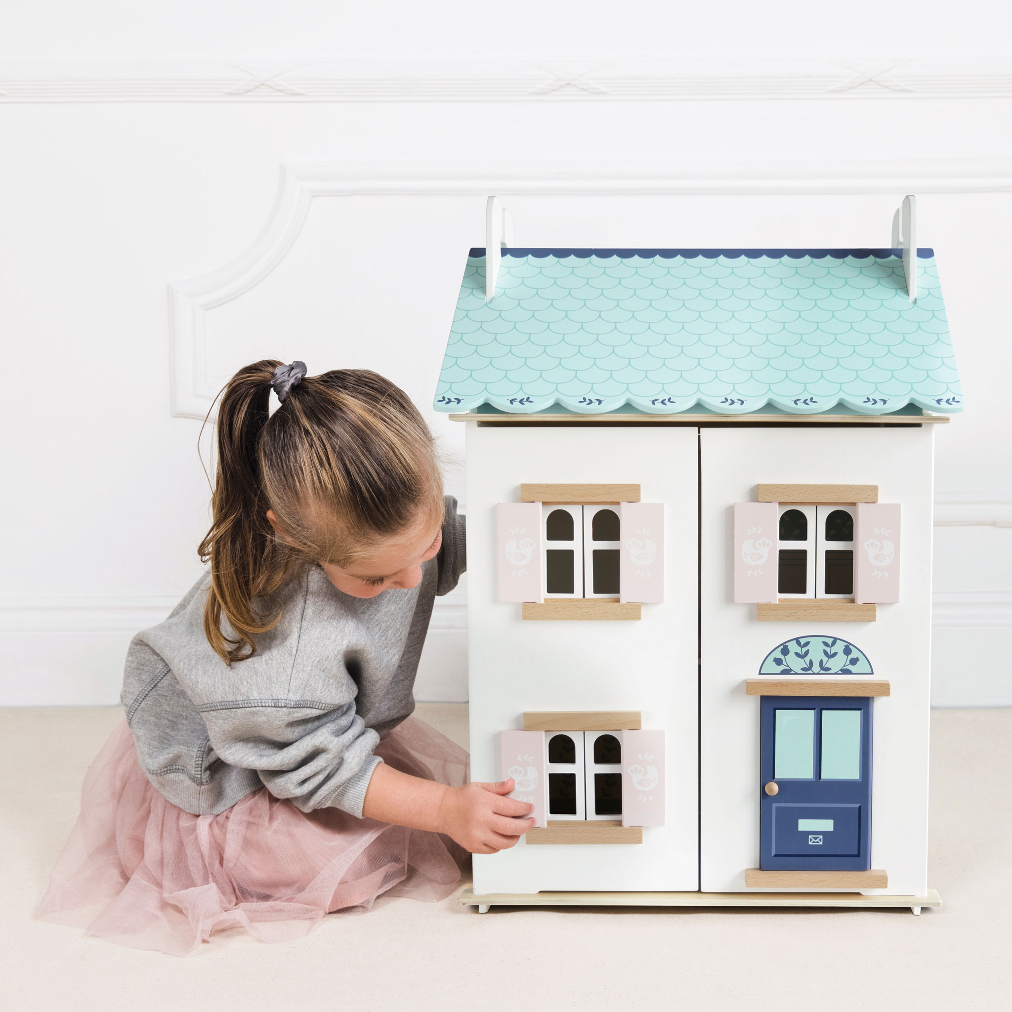 Bluebelle Wooden Dolls House - Handmade Wooden Dollhouse for Kids with Furniture & Accessories | Perfect for Pretend Play, Birthday Gifts & Home Decor