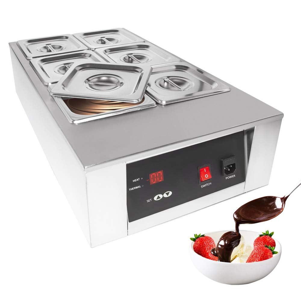 Electric Chocolate Melting Pot with 6 Tanks - 110V Candy Warmer for Fondue, Baking & Dessert Making - Perfect for Parties, Catering & Home Use