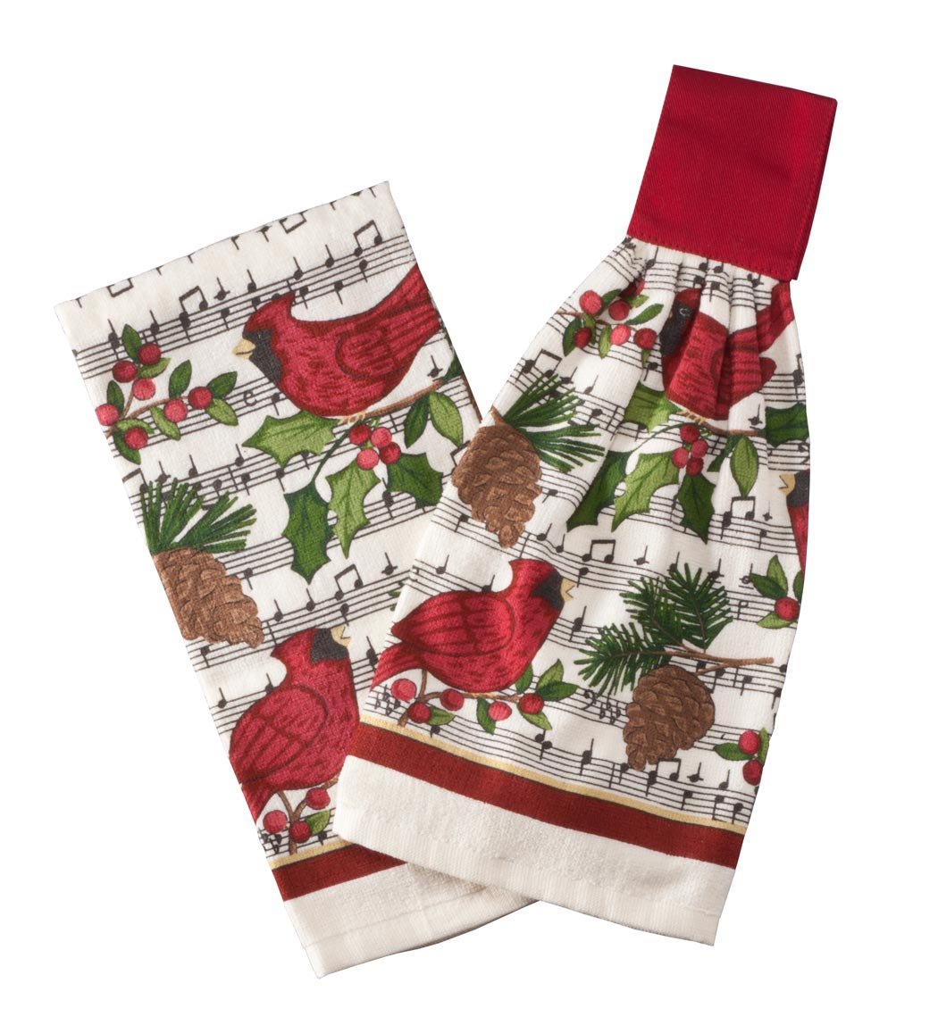 Fox Valley Traders Cardinal Holiday Towel Set - 4-Piece Christmas Bath Towel Set with Embroidered Cardinal Design, Soft Absorbent Cotton - Perfect for Holiday Bathroom Decor, Guest Towels & Festive Home Styling