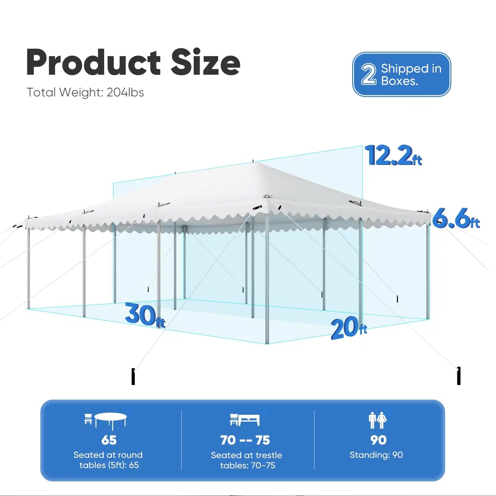 Quictent Heavy Duty Fire Retardant Pole Tent - Waterproof Party Canopy for Outdoor Events, Weddings & Camping