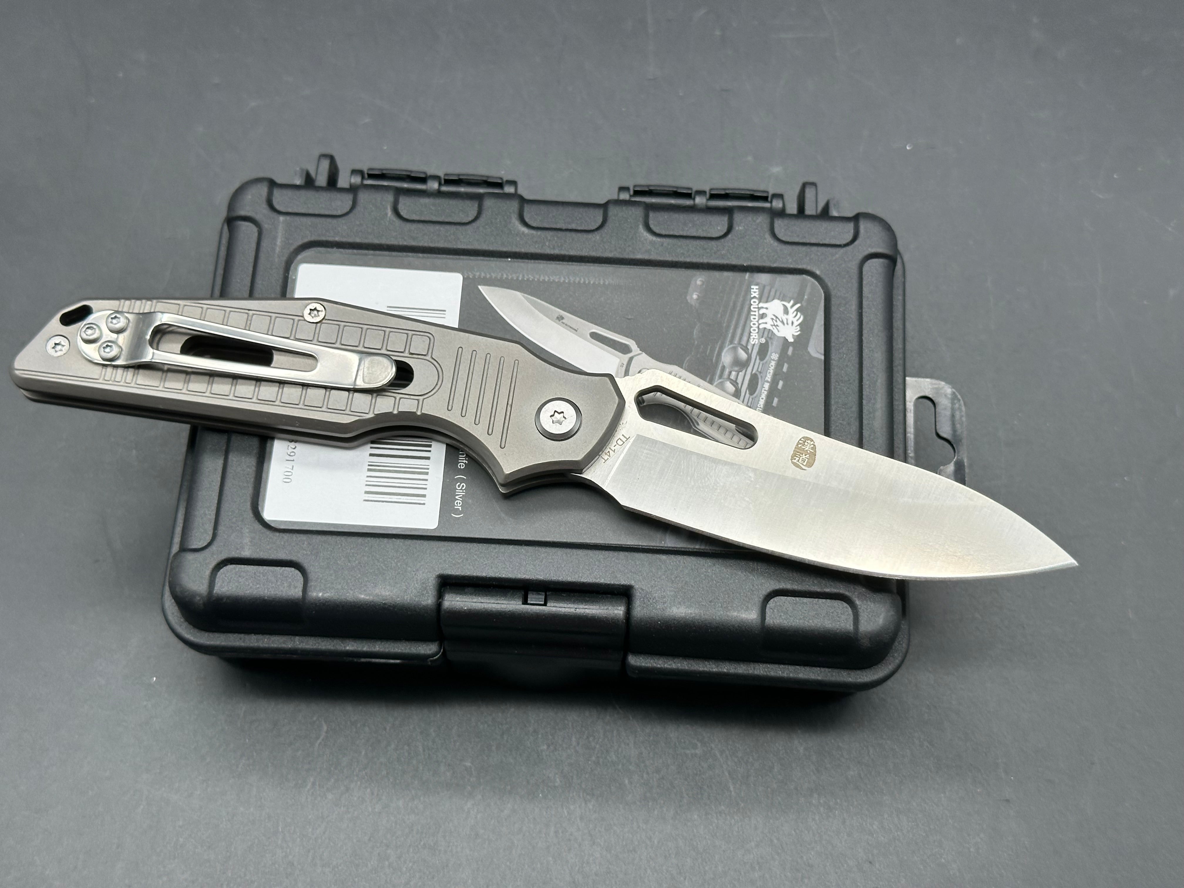 HX Outdoors TD14 Titanium Slip Joint Pocket Knife with D2 Steel Blade - Perfect for Camping, Hiking & Everyday Carry (EDC)