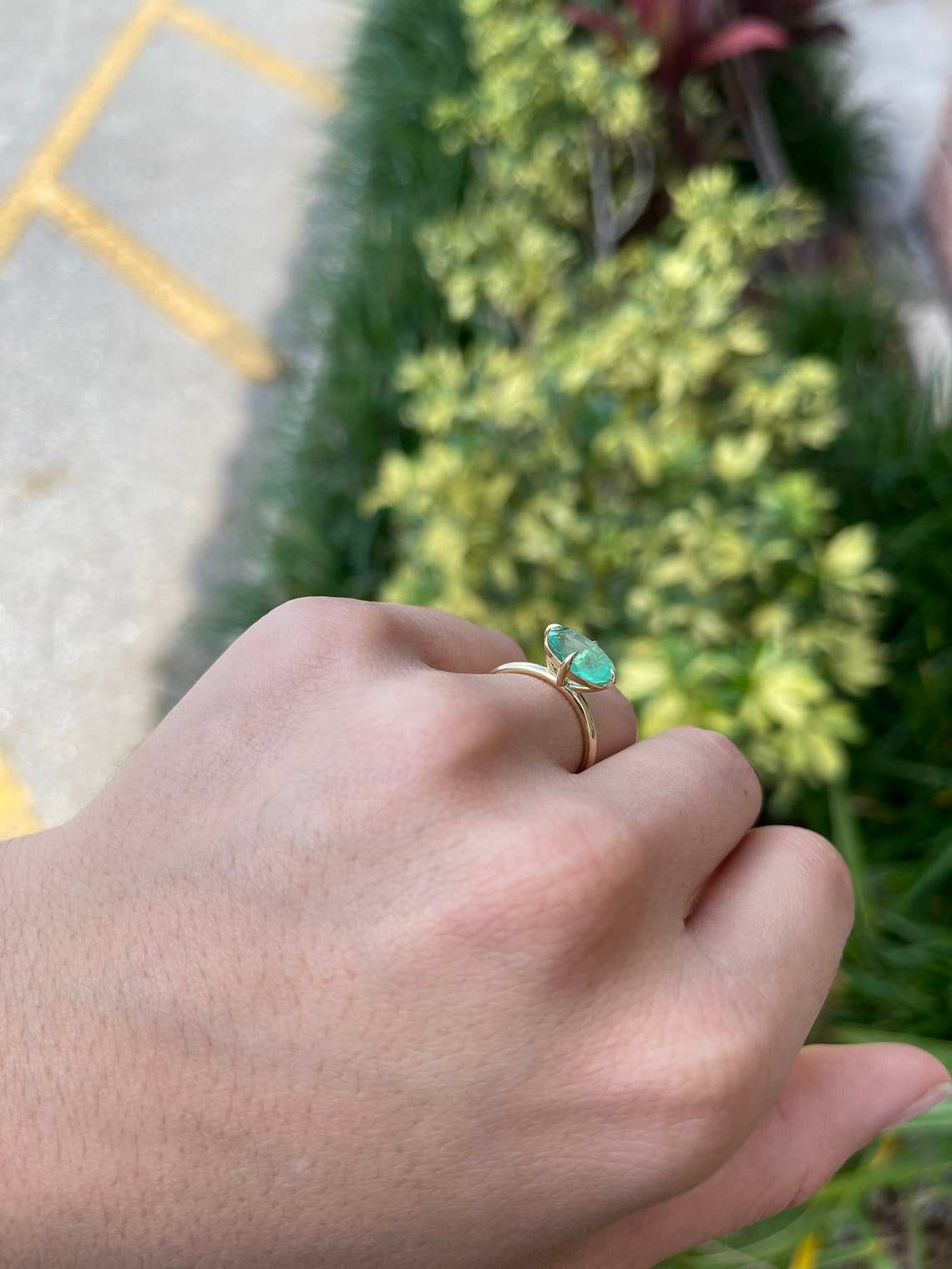 2.37 Carat Oval East to West Emerald Solitaire Ring in 14K Gold - 4 Prong Setting, Special Price & Layaway Options - Perfect for Engagement, Anniversary & Everyday Elegance