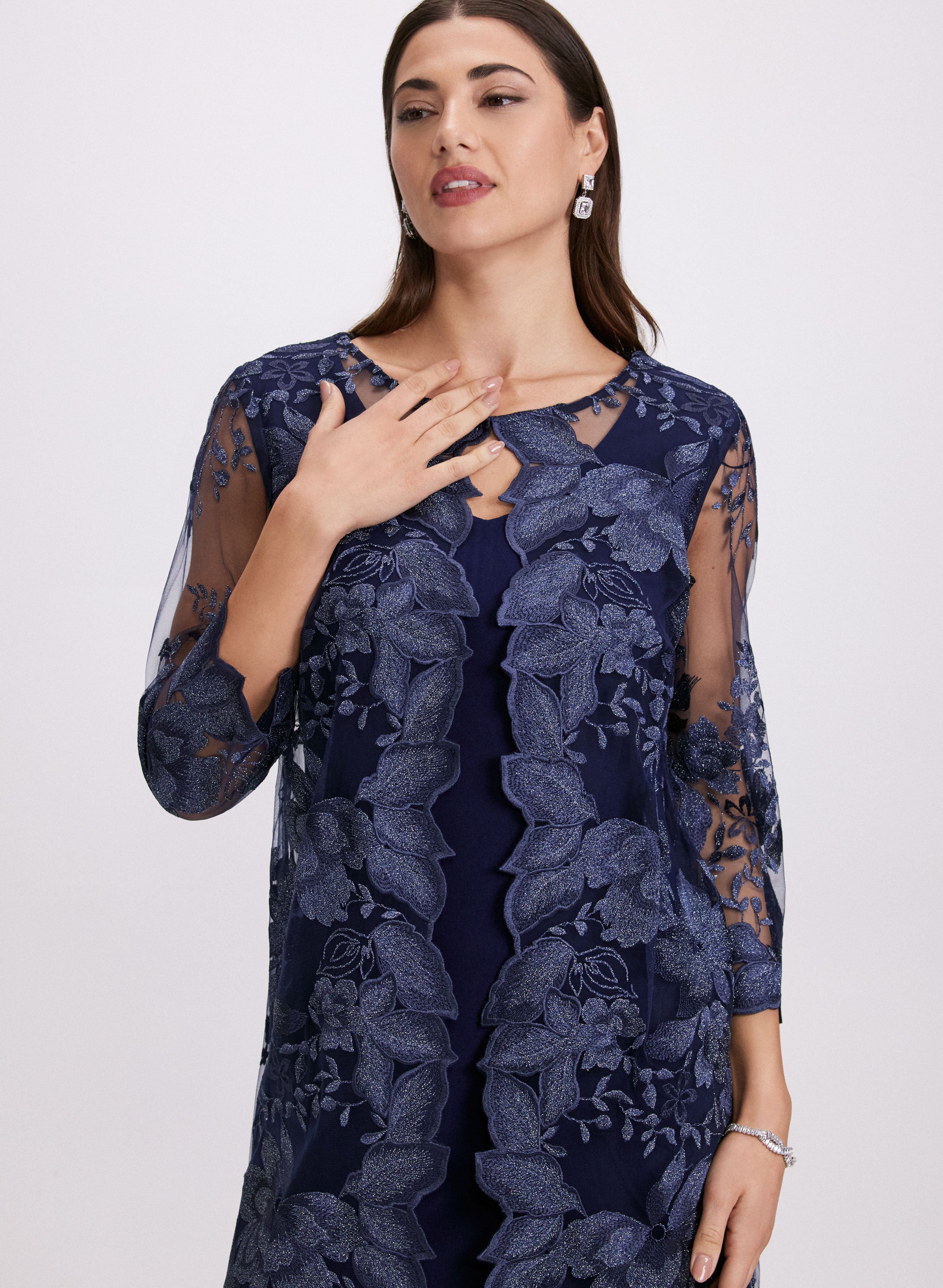 Floral Embroidered Illusion Dress - Elegant Women's Maxi Dress for Weddings, Parties & Special Occasions | Boho Chic Summer Dress with Lace Details