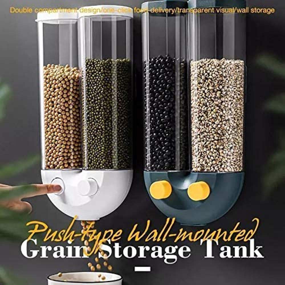 White Wall Mounted Cereal Dispenser Tank - Leakproof & Sealed Kitchen Storage Container for Grains, Cereal, and Dry Foods | Perfect for Pantry Organization and Easy Breakfast Serving