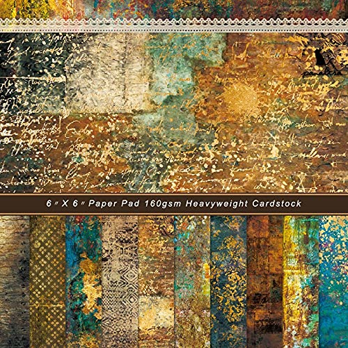 Vintage 6x6 Scrapbook Paper Pad - 24Pcs Single-Sided Decoupage Paper, Colorful Cardstock for DIY Scrapbooking, Card Making, Junk Journal & Craft Projects | Perfect for Backgrounds, Collages and Decorative Paper Crafts