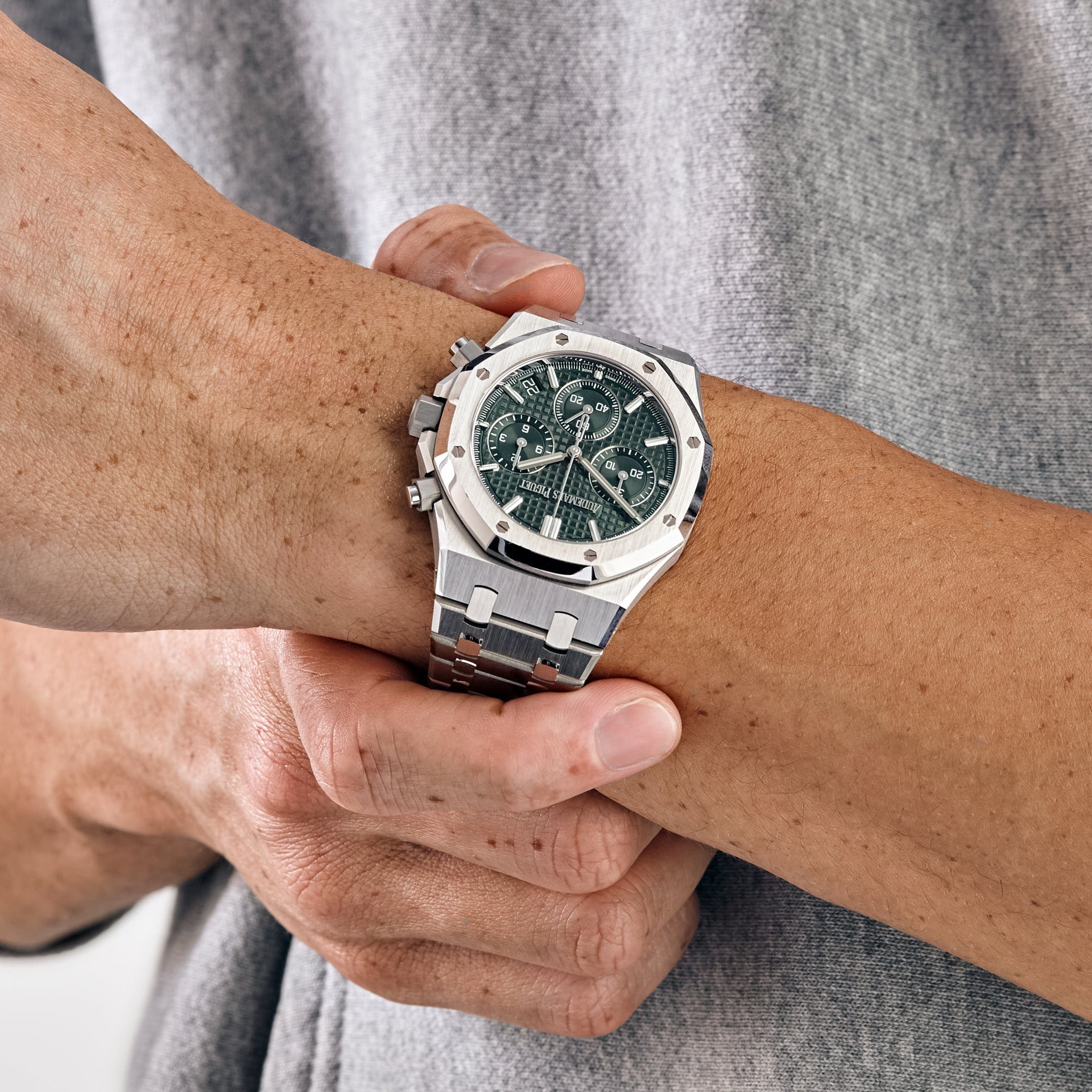 Audemars Piguet Royal Oak 26240ST.OO.1320ST.04 Automatic Chronograph Men's Watch - 50th Anniversary Edition - Stainless Steel Case with Khaki Green Dial (2022) - Luxury Timepiece for Business, Gifting & Special Occasions
