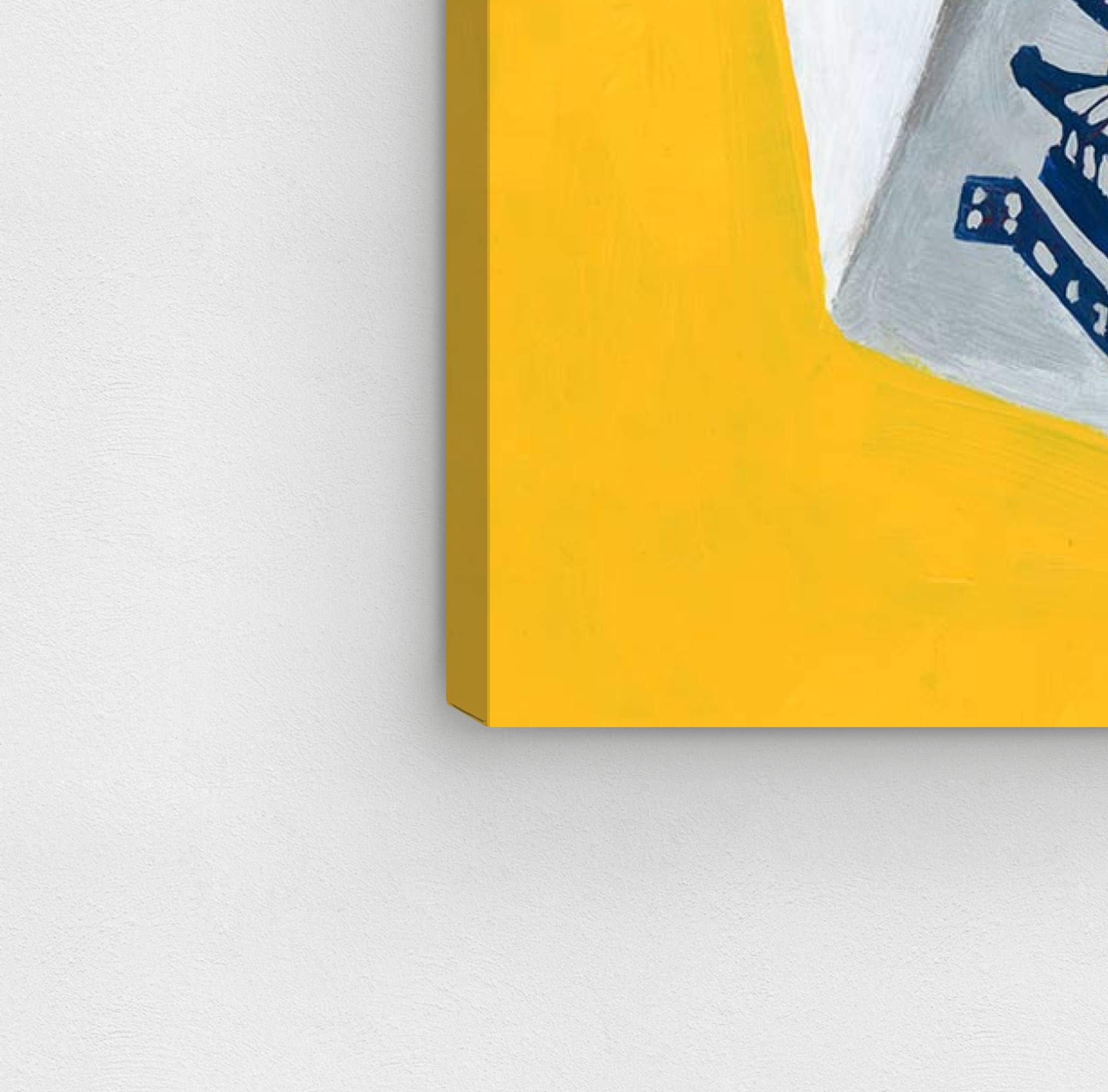 Oliver Gal Artist Co. Porcelain Take Out Box Wall Art Canvas Print - 24x24 Inch Yellow & Blue World Map Home Decor - Perfect for Kitchen, Dining Room & Asian-Themed Interior Design