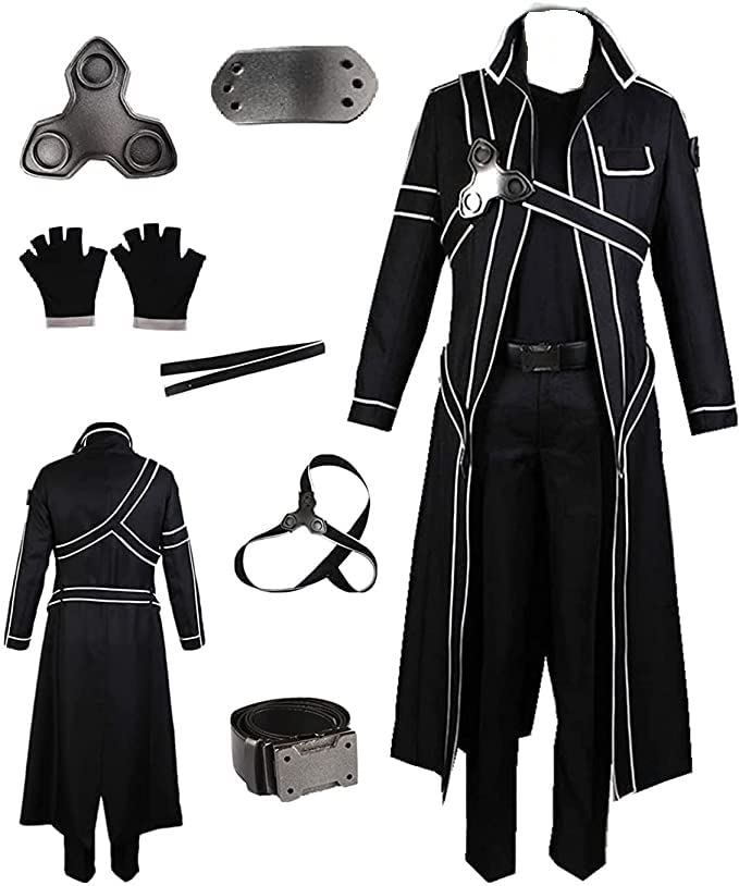 SAO Kirito Kirigaya Kazuto Cosplay Costume - Full Set Anime Outfit with Sword for Sword Art Online Cosplay, Halloween & Conventions
