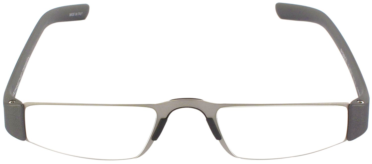 Porsche 8801 Half Frame Designer Reading Glasses for Men & Women - Silver/Gunmetal +1.00 Strength - Lightweight & Stylish for Reading, Computer Use & Office Work