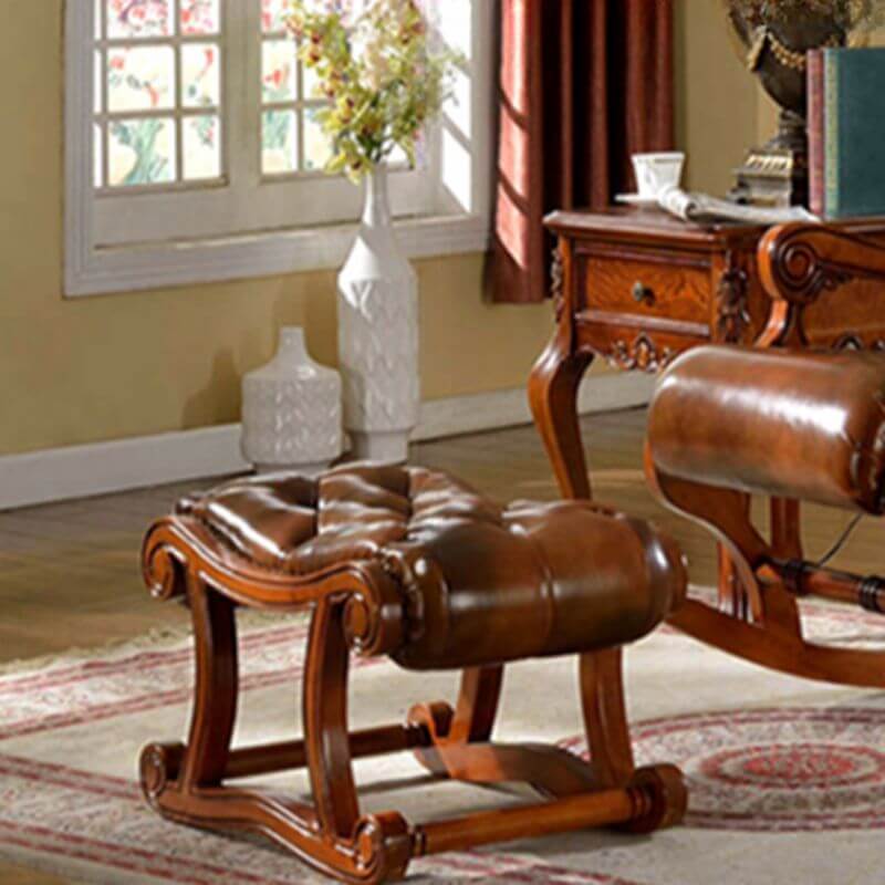 Mid Century Modern Rocking Chair with Ottoman - Solid Wood Accent Chair for Living Room, Nursery, or Bedroom - Perfect for Relaxing, Reading, and Nursing