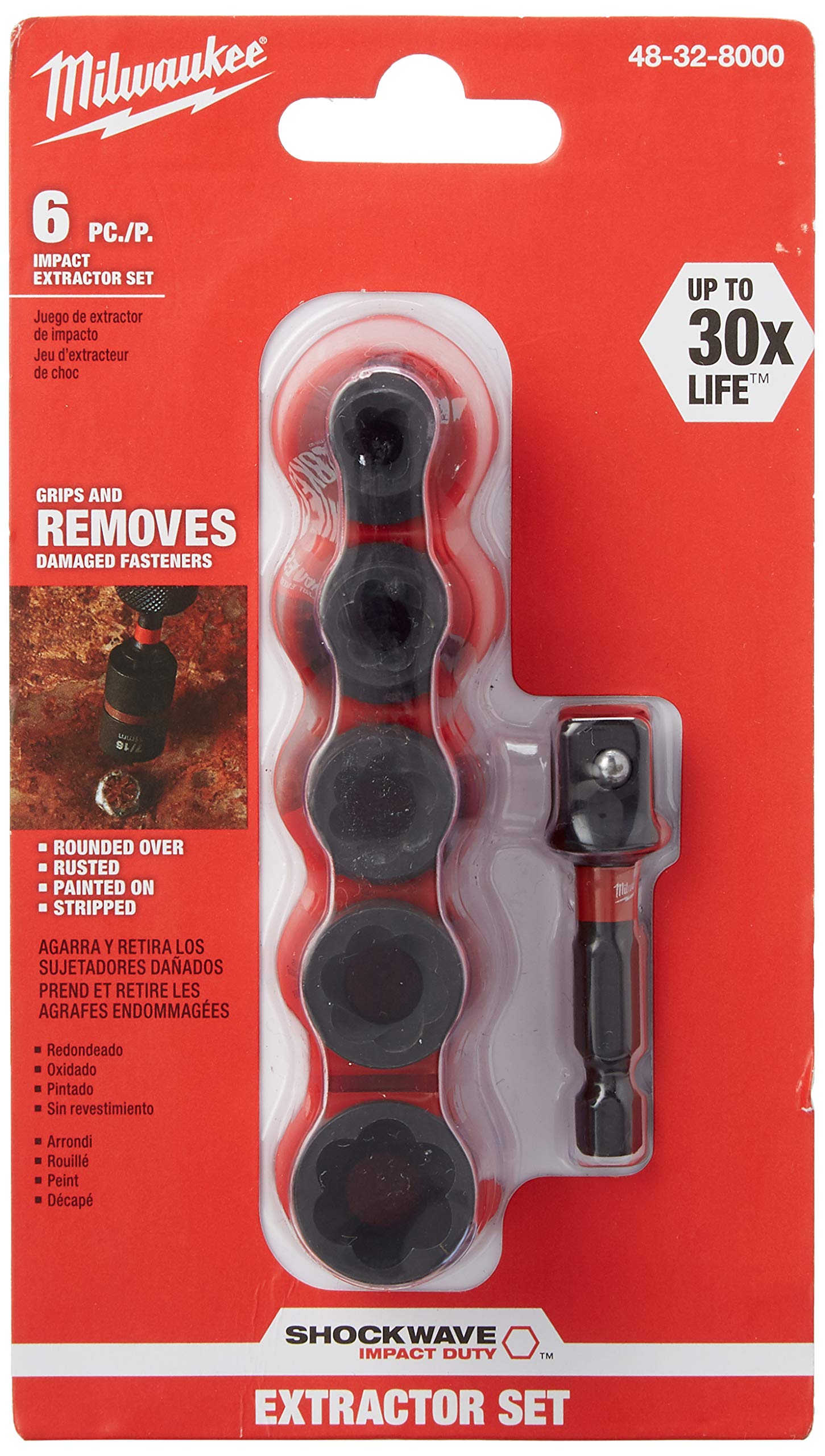 Milwaukee Shockwave Impact Extractor Bit Set (48-32-8000) - 14-Piece Impact Ready Screwdriver Bits for Tough Jobs - Perfect for Automotive, Construction & DIY Projects