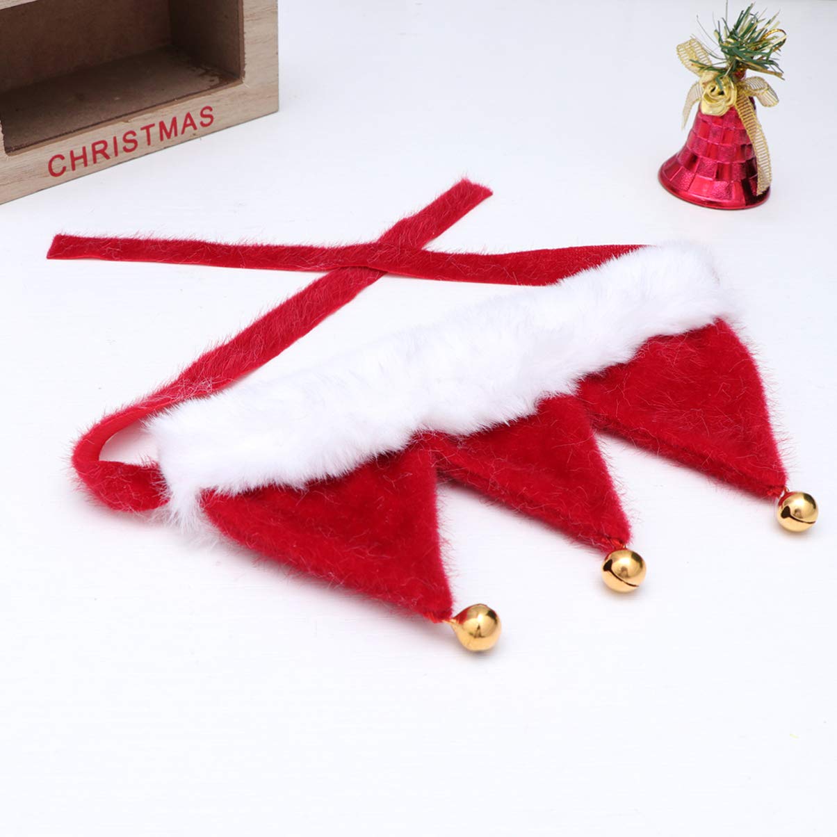 Festive Christmas Pet Scarf & Santa Hat Set - Red Dog Bandana, Cat Collar & Kitten Neckwear for Holiday Photos, Parties & Gift Giving - Xmas Pet Costume Accessories for Small Dogs & Cats