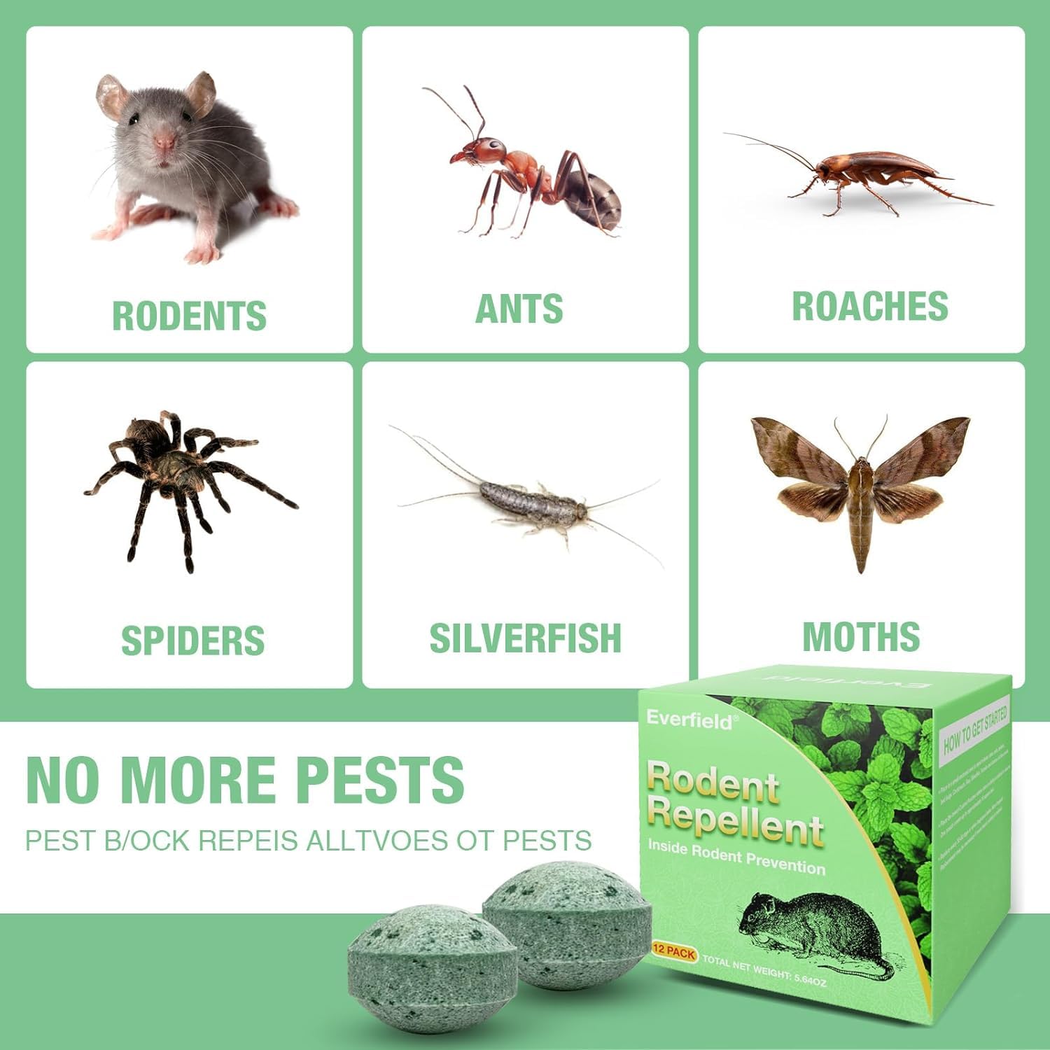 2025 Upgraded 12Pcs Peppermint Oil Mouse Repellent Balls - Natural Rodent Deterrent for Rats, Mice & Insects | Safe for Humans & Pets | Effective Pest Control for Ants, Bugs, Spiders | Ideal for Home, Garage, Basement & Storage Areas