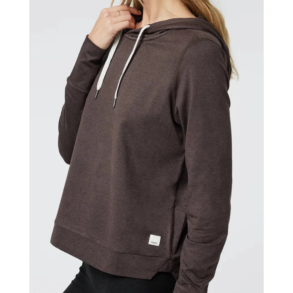 Vuori Women's Halo Essential Hoodie - Soft Fleece Pullover Sweatshirt in Java Heather for Yoga, Running & Casual Wear