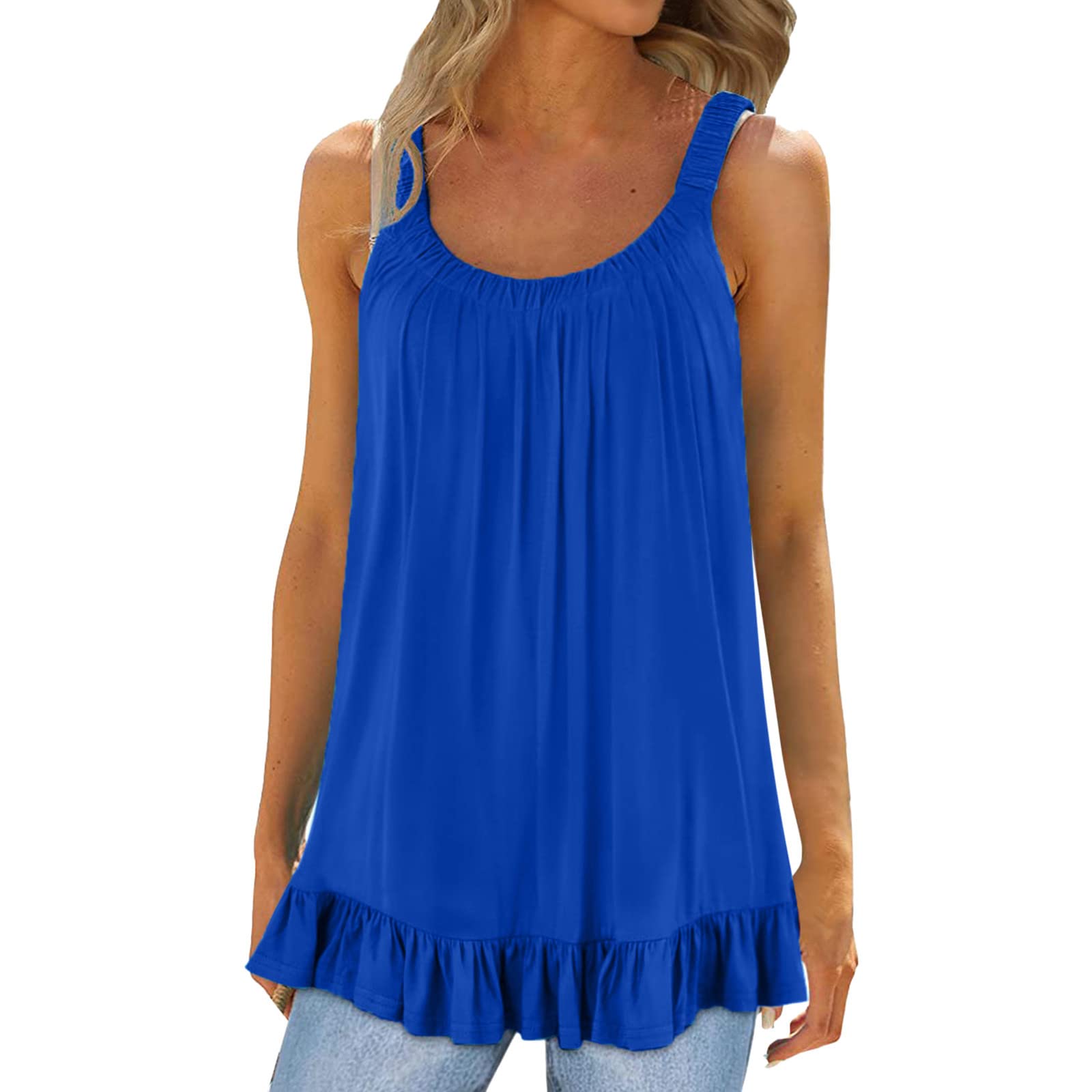 PADON Women's White Collared Summer Tank Top - Loose Fit Spaghetti Strap Flowy Sleeveless Pleated Blouse | Casual Wear, Office Outfits & Going Out Tops