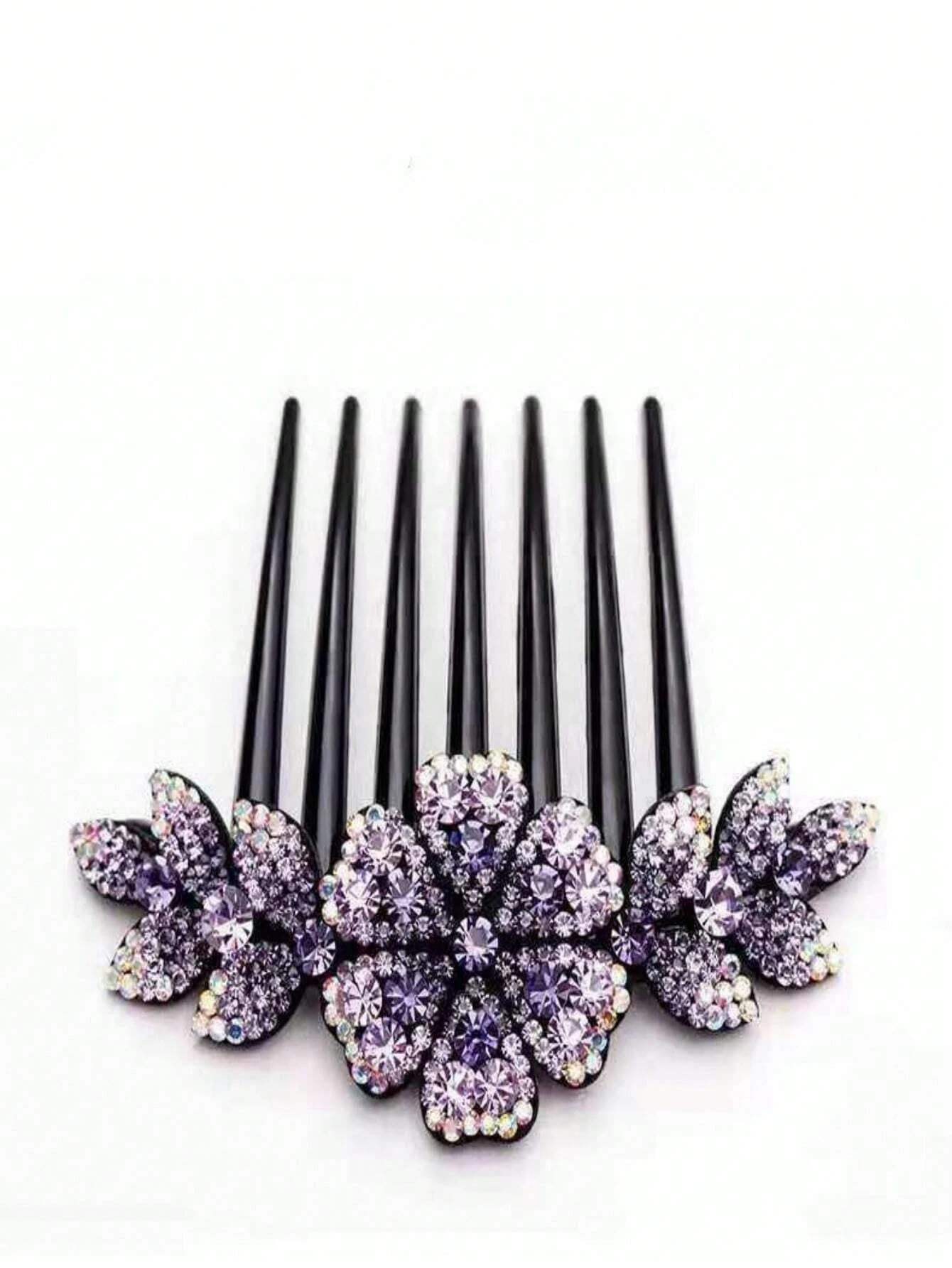 VSAKSH Rhinestone Flower Hair Clips for Women - Decorative Side Combs Hairpins, Wedding Party & Daily Hair Accessories - Perfect for Bridal, Prom, Date Night & Special Occasions