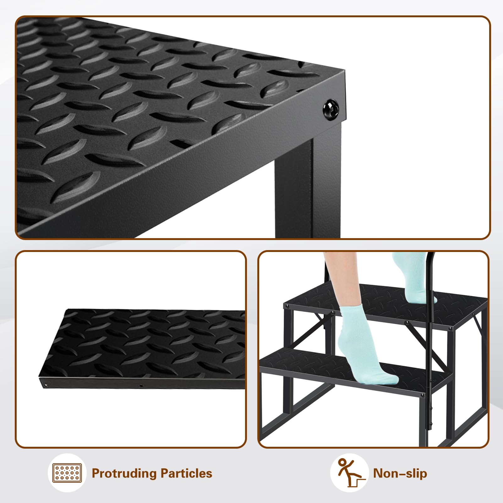 **Non-Slip Hot Tub Steps with Handrails - 2-Step Ladder for Above Ground Pools, RV, Camper, Trailer & Porch - Durable Anti-Slip Stairs for Safe Entry & Exit - Perfect for Swimming Pools, Spas & Outdoor Relaxation**