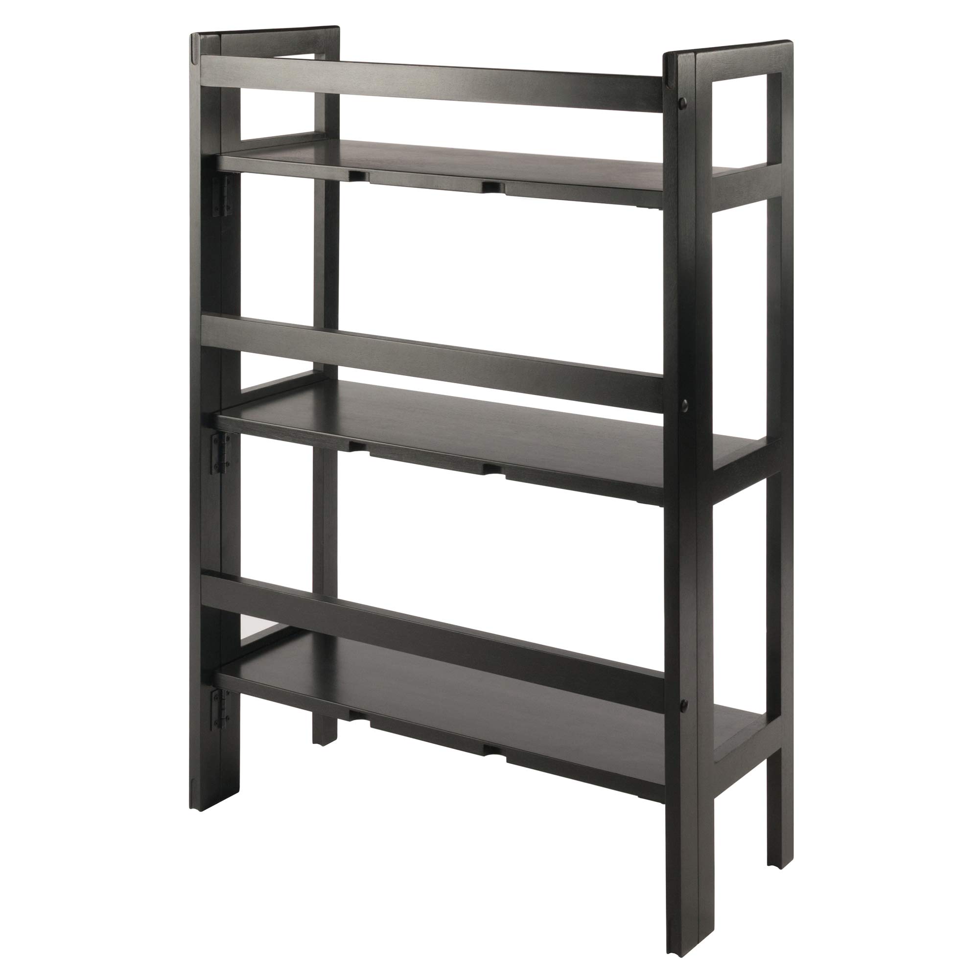 Winsome Wood Terry 3-Tier Black Wooden Shelf - Modern Storage Solution for Living Room, Bedroom, or Office Organization