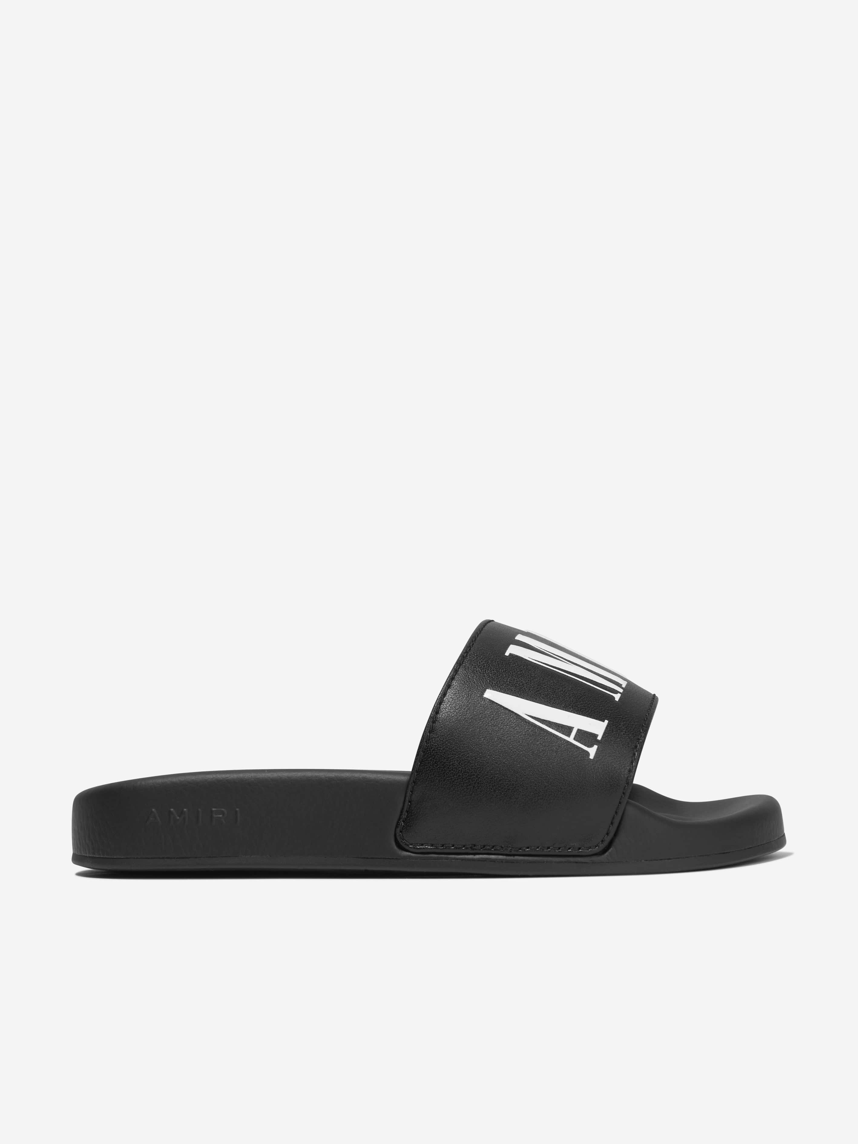 Amiri Kids Logo Sliders in Black - Comfortable Slide Sandals for Boys & Girls, Perfect for Beach, Pool, and Summer Outfits