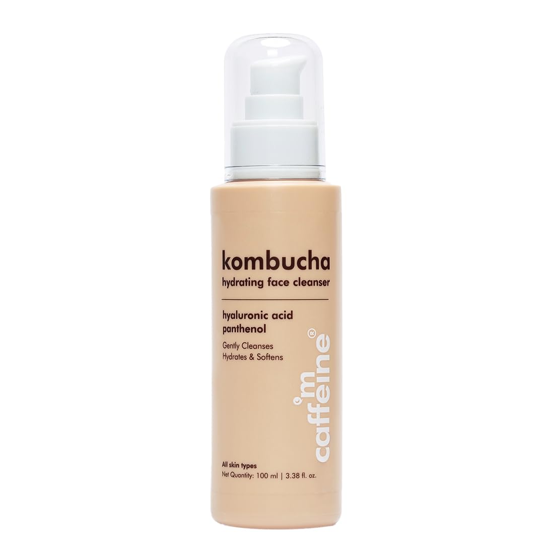 mCaffeine Kombucha Hydrating Face Cleanser with Hyaluronic Acid | Gentle Foaming Cleanser for Dry & Sensitive Skin | Oil-Free, Antioxidant-Rich Facial Wash | Deep Cleansing & Moisturizing for Women & Men | Perfect for Daily Skincare Routine & Travel | 100ml