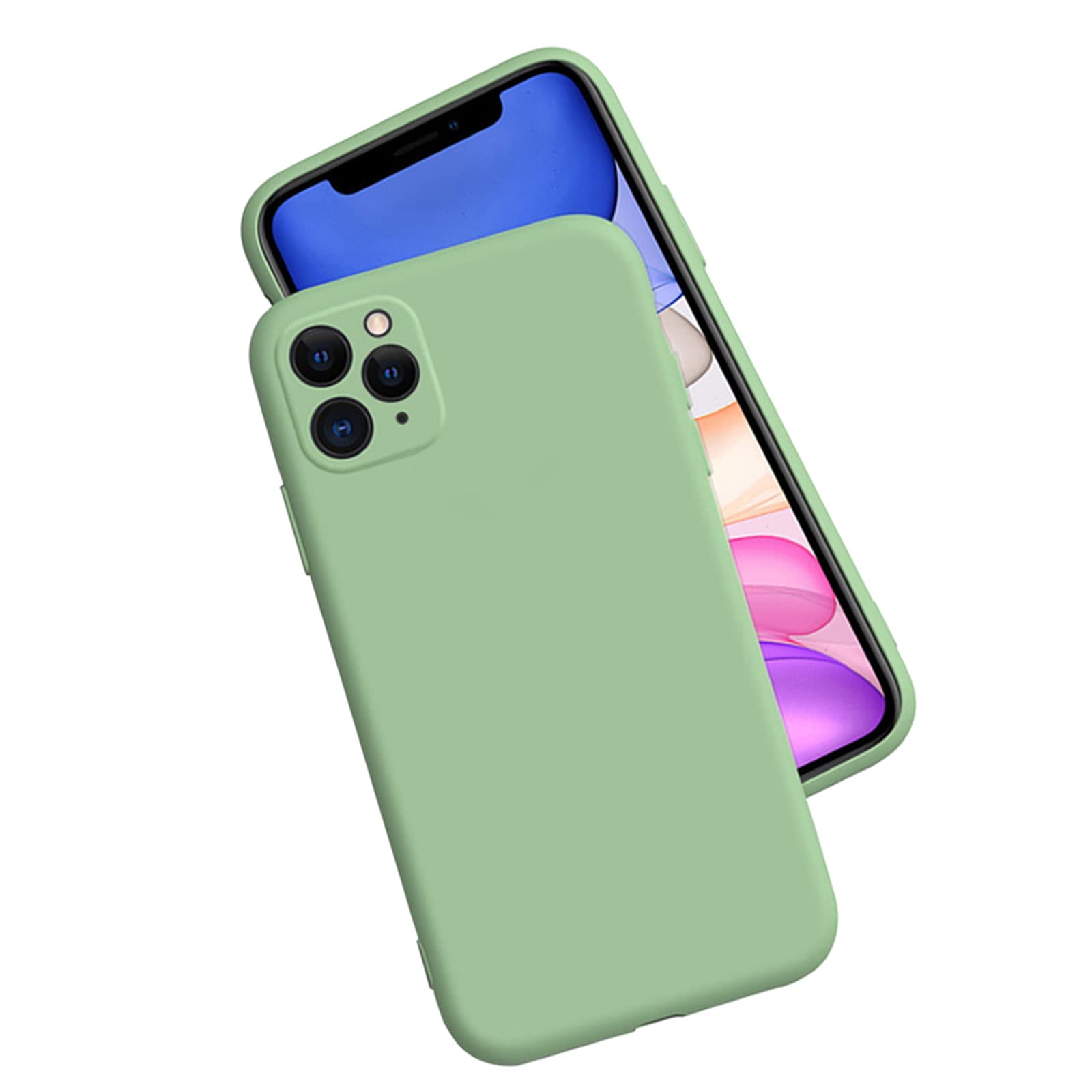 iBetterLife iPhone 11 Pro Max Case - Slim Liquid Silicone Protective Cover for iPhone 11 Pro Max 6.5 Inch | Shockproof Full Body Protection with Camera Lens Cover & Microfiber Lining | Matcha Green | Perfect for Daily Use, Travel & Outdoor Activities