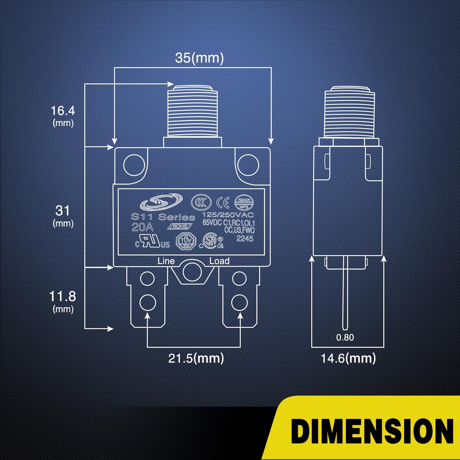 5Pcs 20Amp Waterproof Circuit Breakers - Heavy Duty Auto Reset Blade Fuse for Marine, RV, Car Audio & Solar Power Systems - Perfect for Automotive, Boat and Off-Grid Electrical Protection