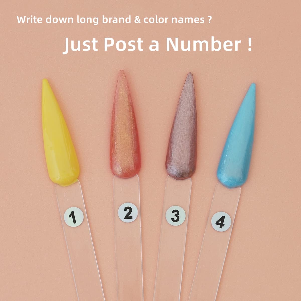 50pcs Clear Nail Swatch Sticks with Number Stickers - Professional Nail Color Display Stiletto Tips for Nail Techs & Salon - Perfect for Nail Art Practice, Color Matching & Client Consultations