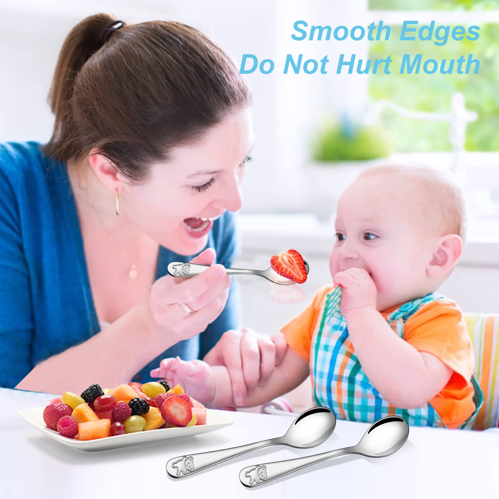 24-Piece Stainless Steel Toddler Spoons Set - 6.5 Inch Baby & Kids Safe Flatware for Self Feeding - Dishwasher Safe Utensils for Home, Daycare & Travel