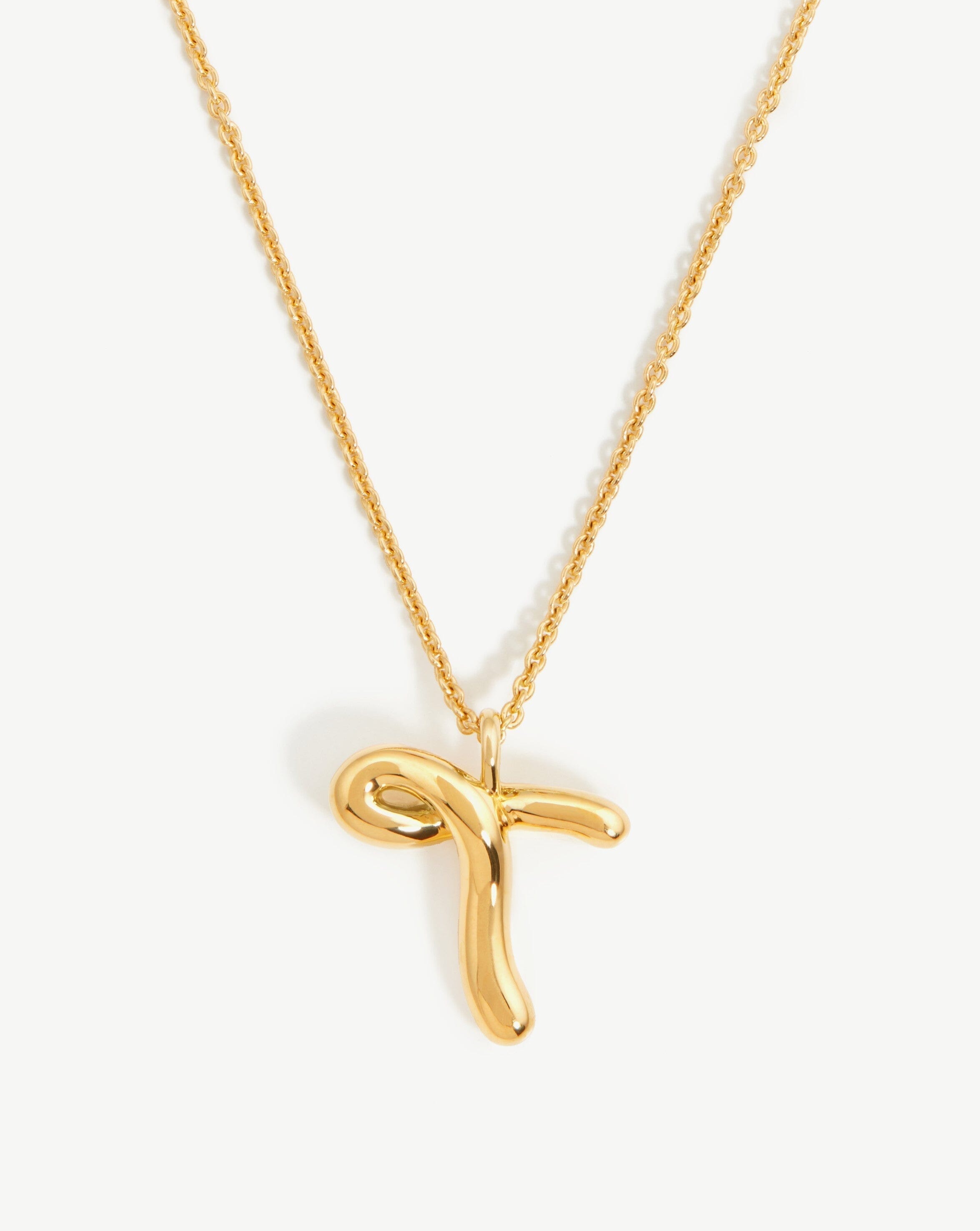 Curly Molten Initial Pendant Necklace - Personalized 18k Gold Vermeil Jewelry for Women | Gift for Her, Birthday, Anniversary, Valentine's Day