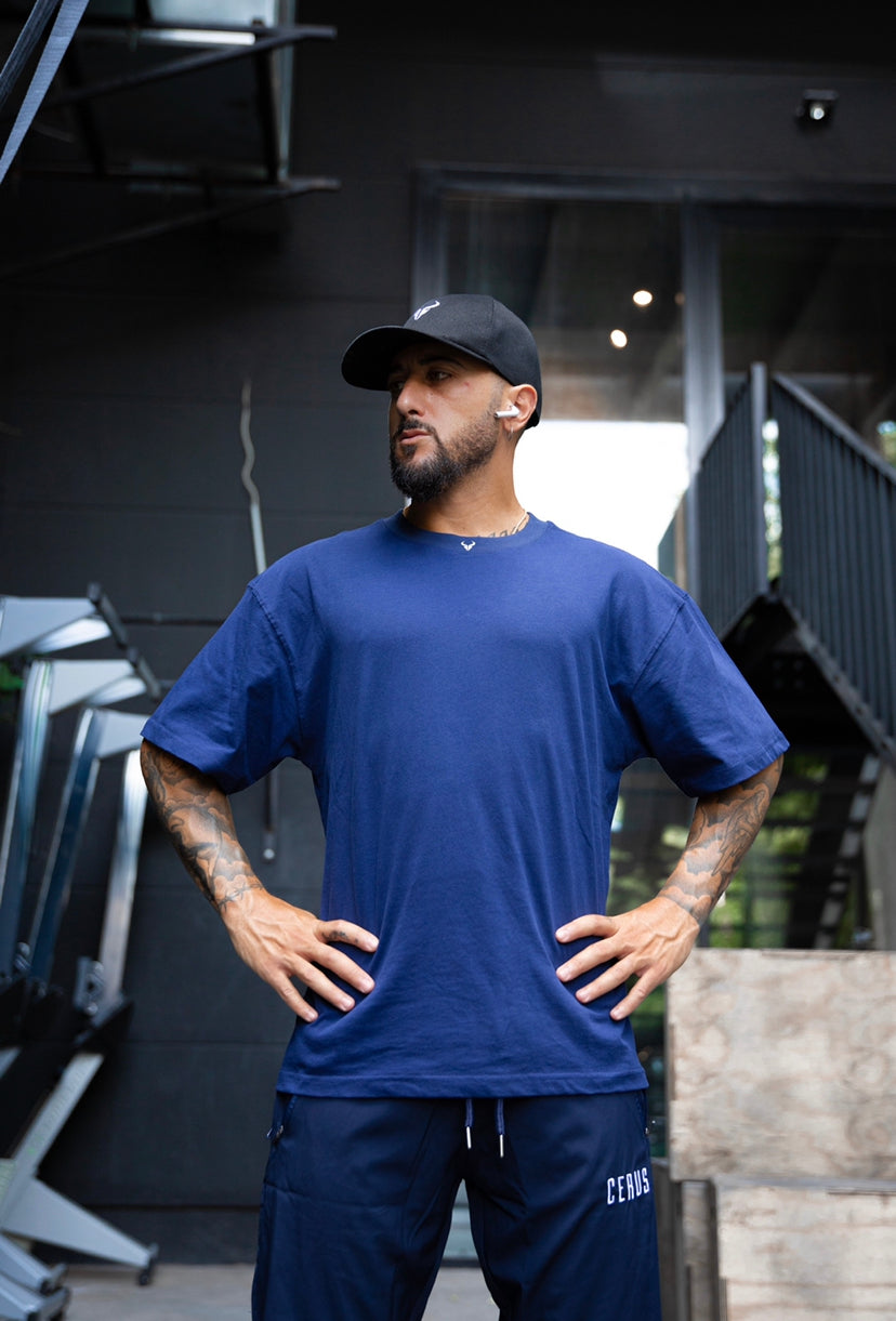 Cerus Navy Blue Logo T-Shirt for Men - Comfortable Cotton Casual Tee - Perfect for Everyday Wear, Gym, and Outings