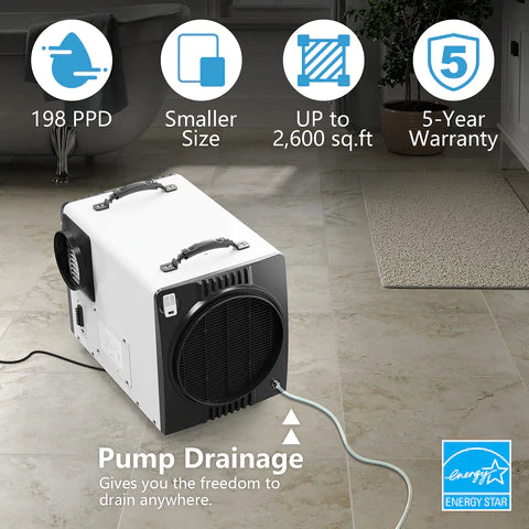 AlorAir HDi90 Ductable Basement & Crawl Space Dehumidifier - Powerful Moisture Control for Home, Garage & Storage Areas