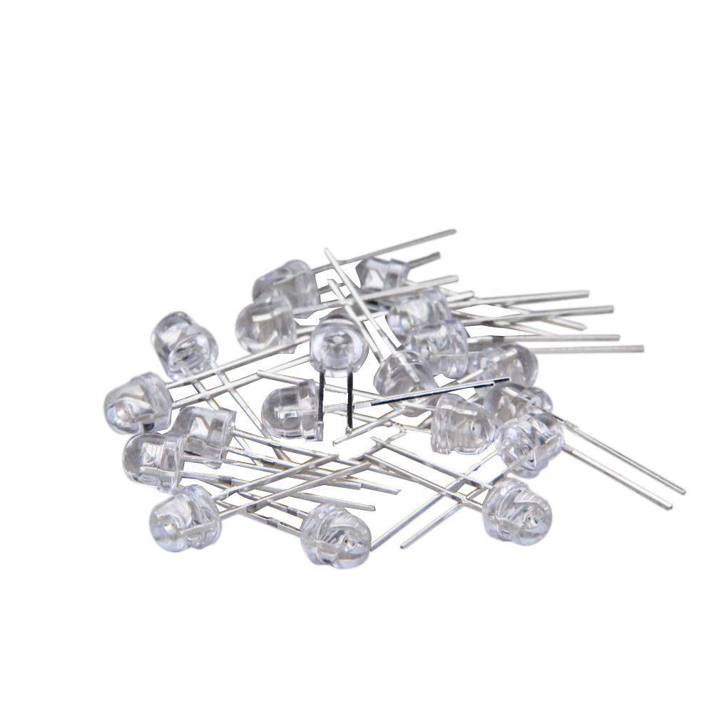 50pcs 5mm Red LED Diodes Bulbs - Bright Low Voltage LED Lights for DIY Electronics, Christmas Decorations, Circuit Projects, and Home Lighting