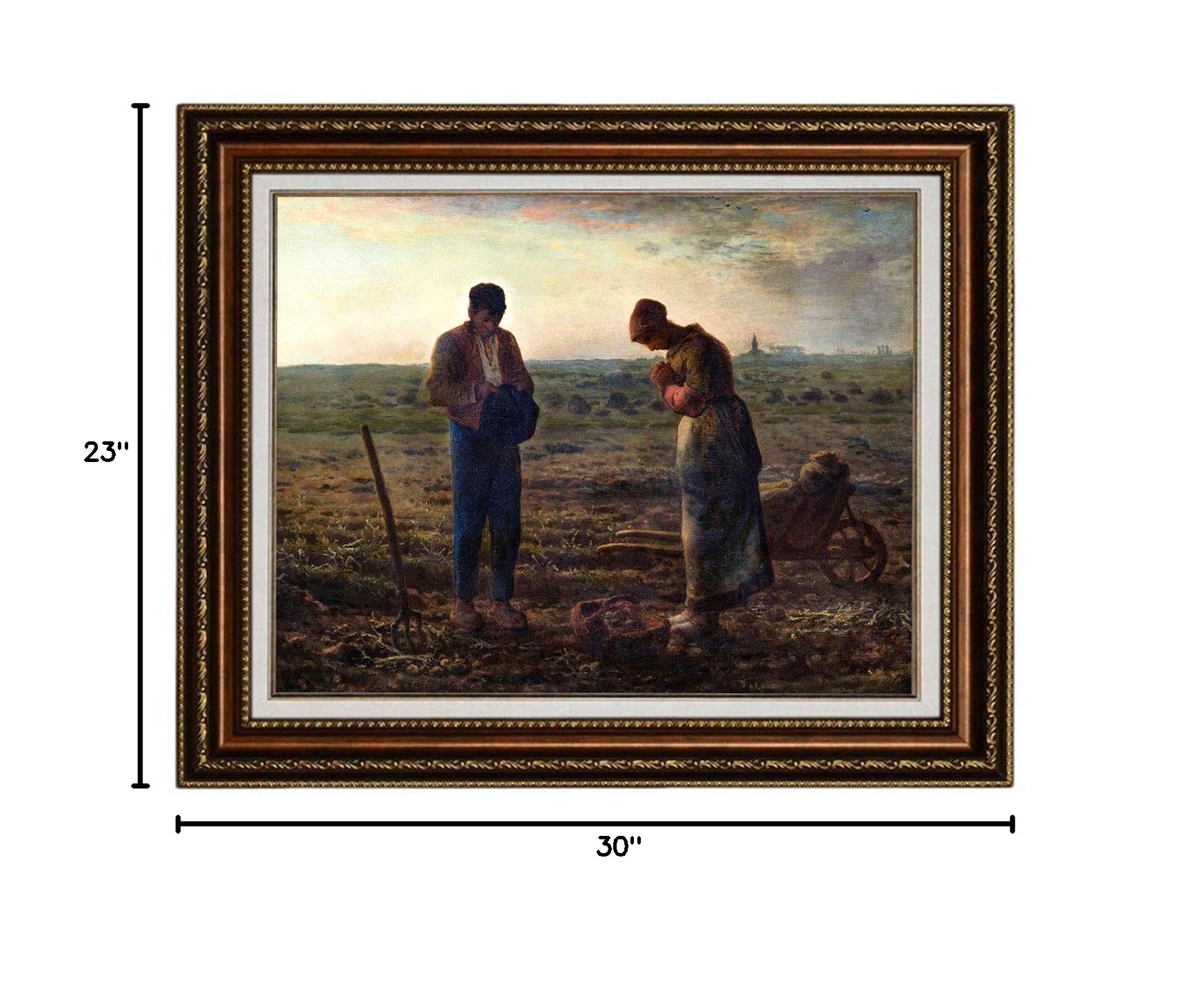 ELITEART Jean-François Millet The Angelus Oil Painting Reproduction - Giclee Canvas Wall Art Print, Framed 34