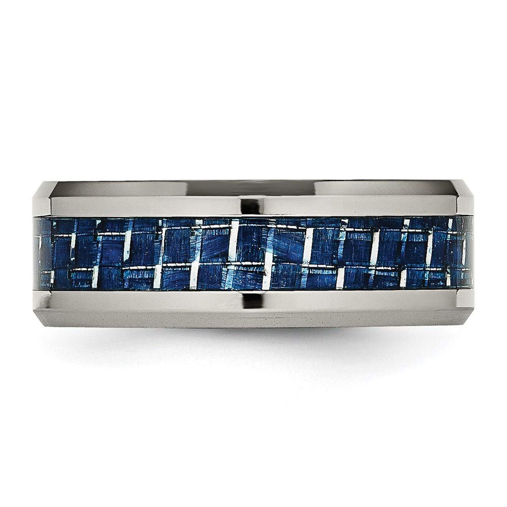Titanium Blue Carbon Fiber Inlay Wedding Band Ring for Women - Elegant Bridal Engagement Ring, Fine Jewelry Gift for Her - Perfect for Anniversaries, Proposals & Special Occasions