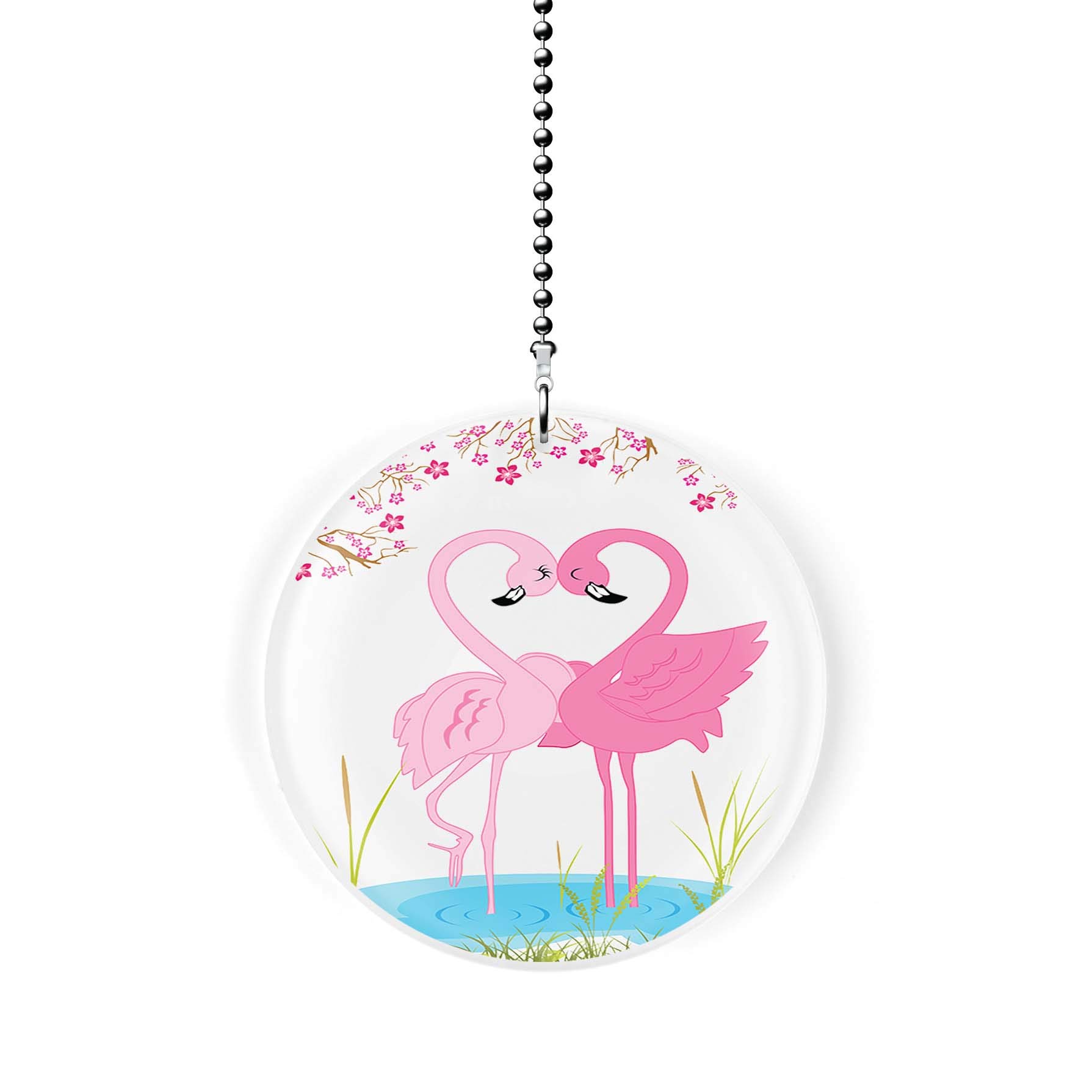 Flamingo Love Fan & Light Pull Chain - Tropical Themed Ceiling Fan & Light Switch Accessory for Bedroom, Bathroom, Porch Decor