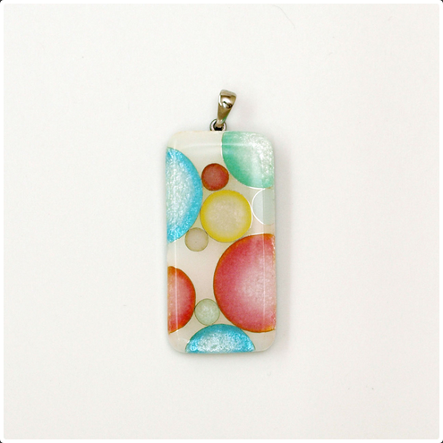 Yusen Shippo Pendant Necklace - Japanese Enamel Polka Dot Rectangle Jewelry for Women, Elegant Gift for Birthday & Anniversary, Perfect for Office Wear & Special Occasions
